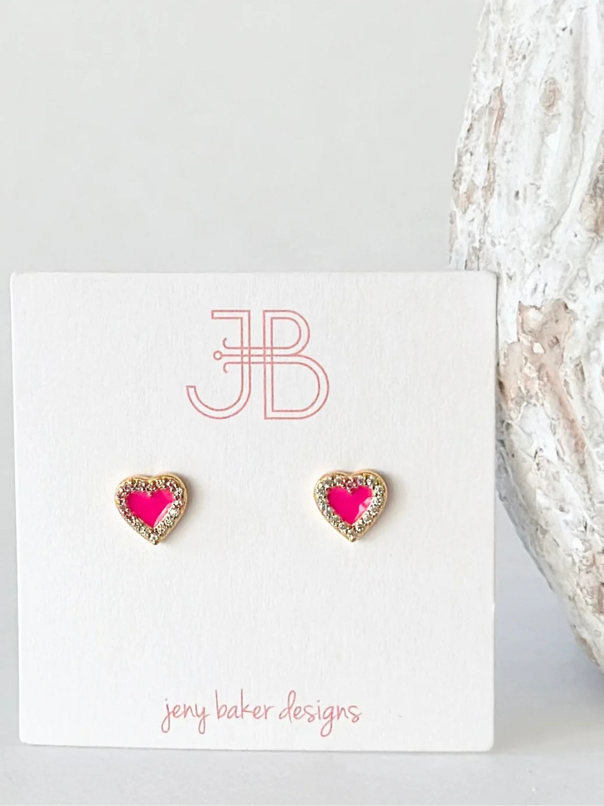 Jeny Baker Sherbet Heart Stud in Hot Pink