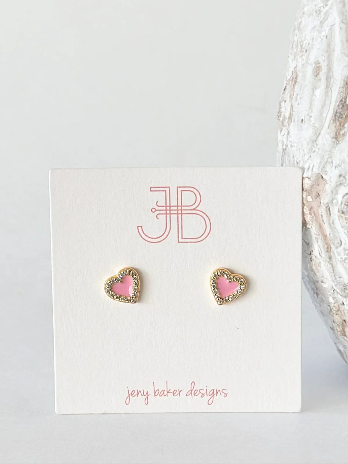 Jeny Baker Sherbet Heart Stud in Lt Pink