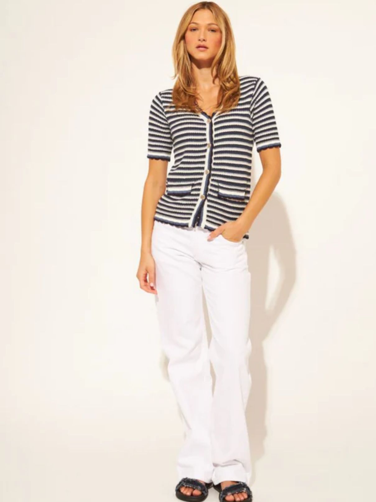 John + Jenn Clement S/S Cardigan in Harbour Thread