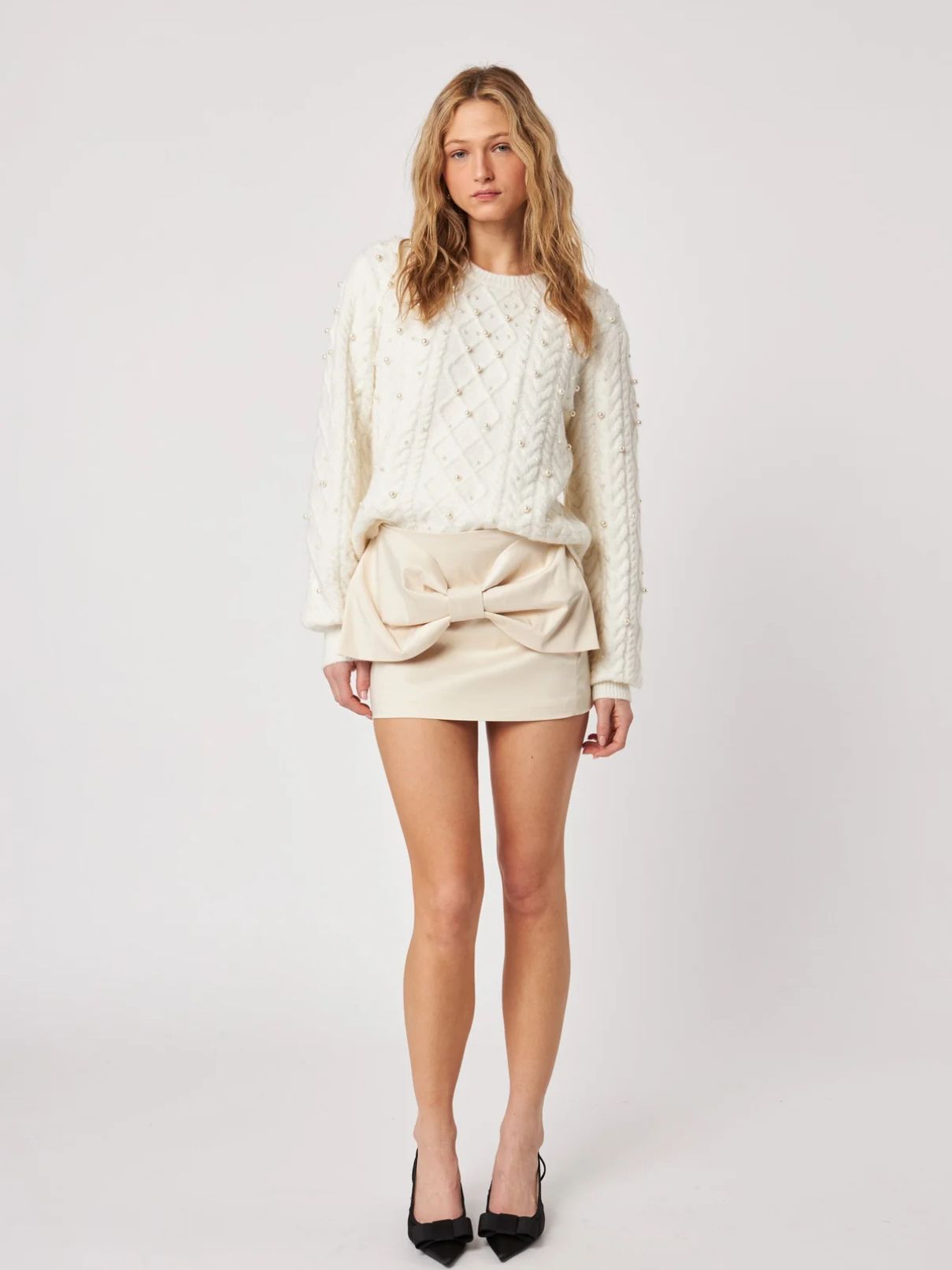 John + Jenn Lux Pearly Cable Sweater