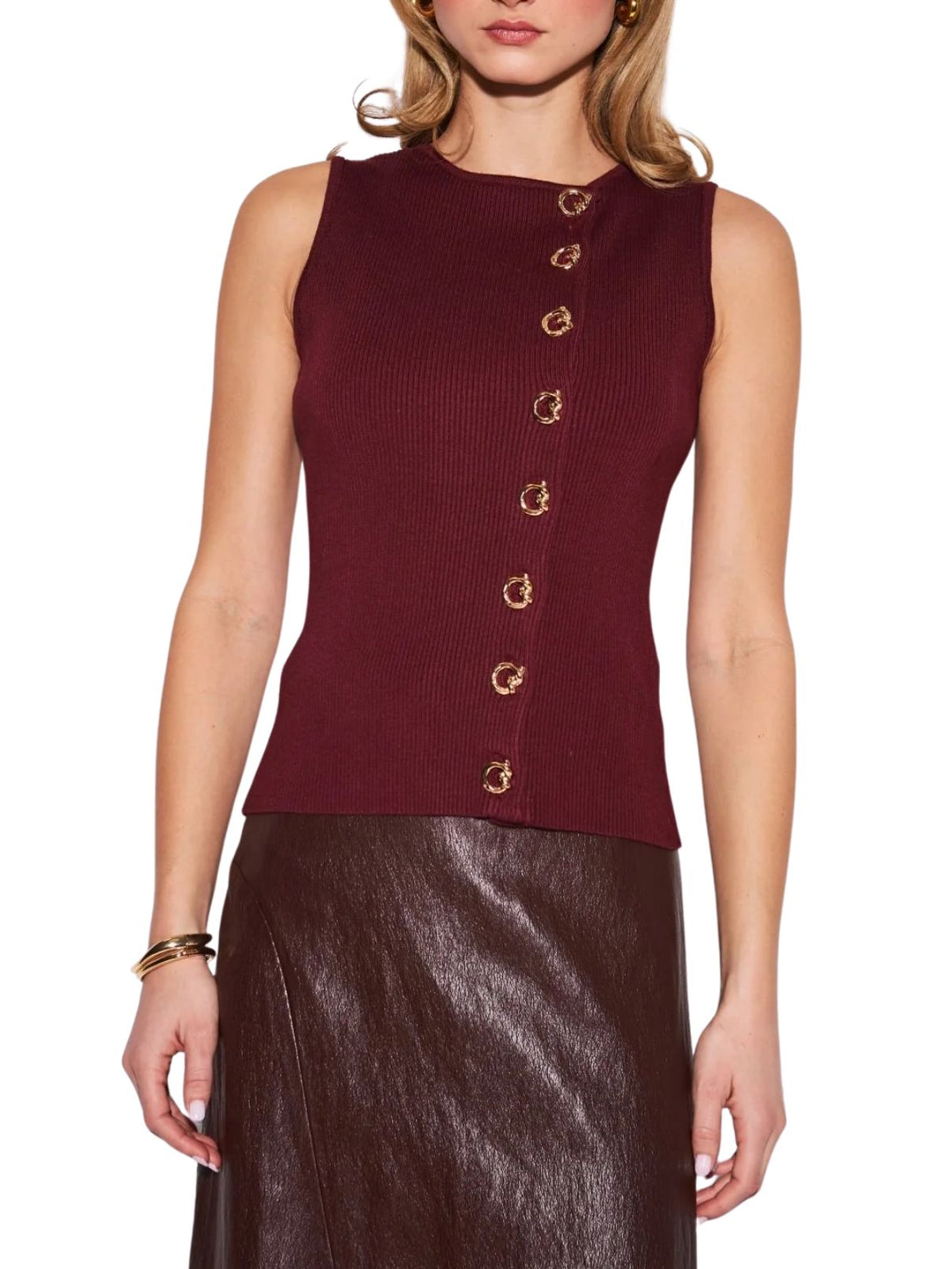 John + Jenn Sutton Ribbed Top in Merlot