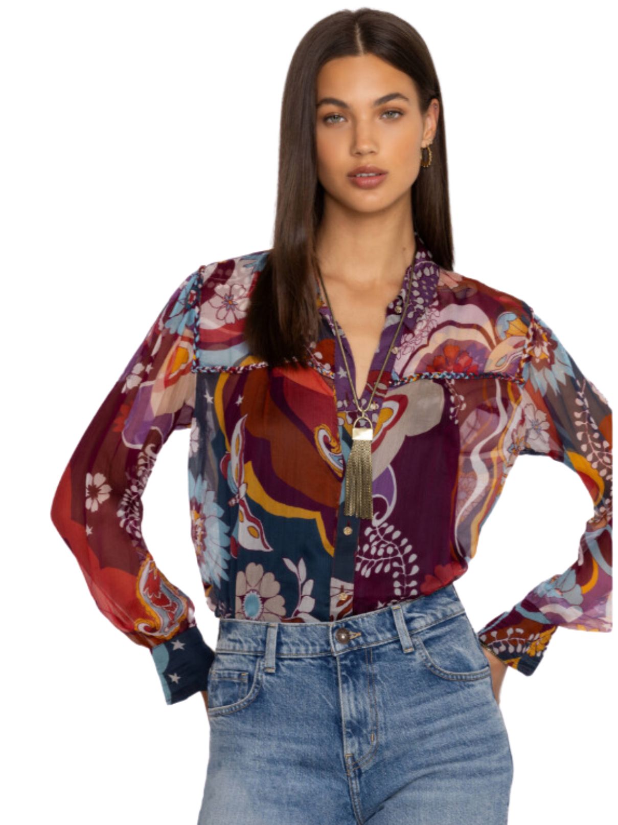 Johnny Was Katerina Braid Blouse in Tavie