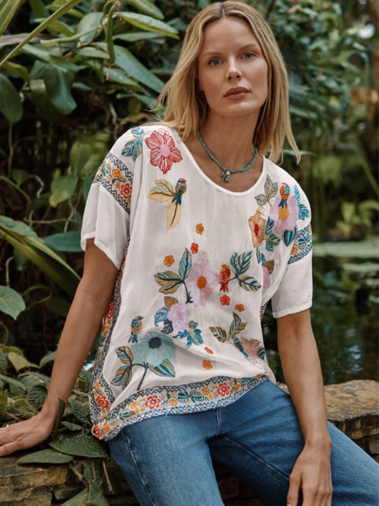 Johnny Was Mariafe Blouse in White