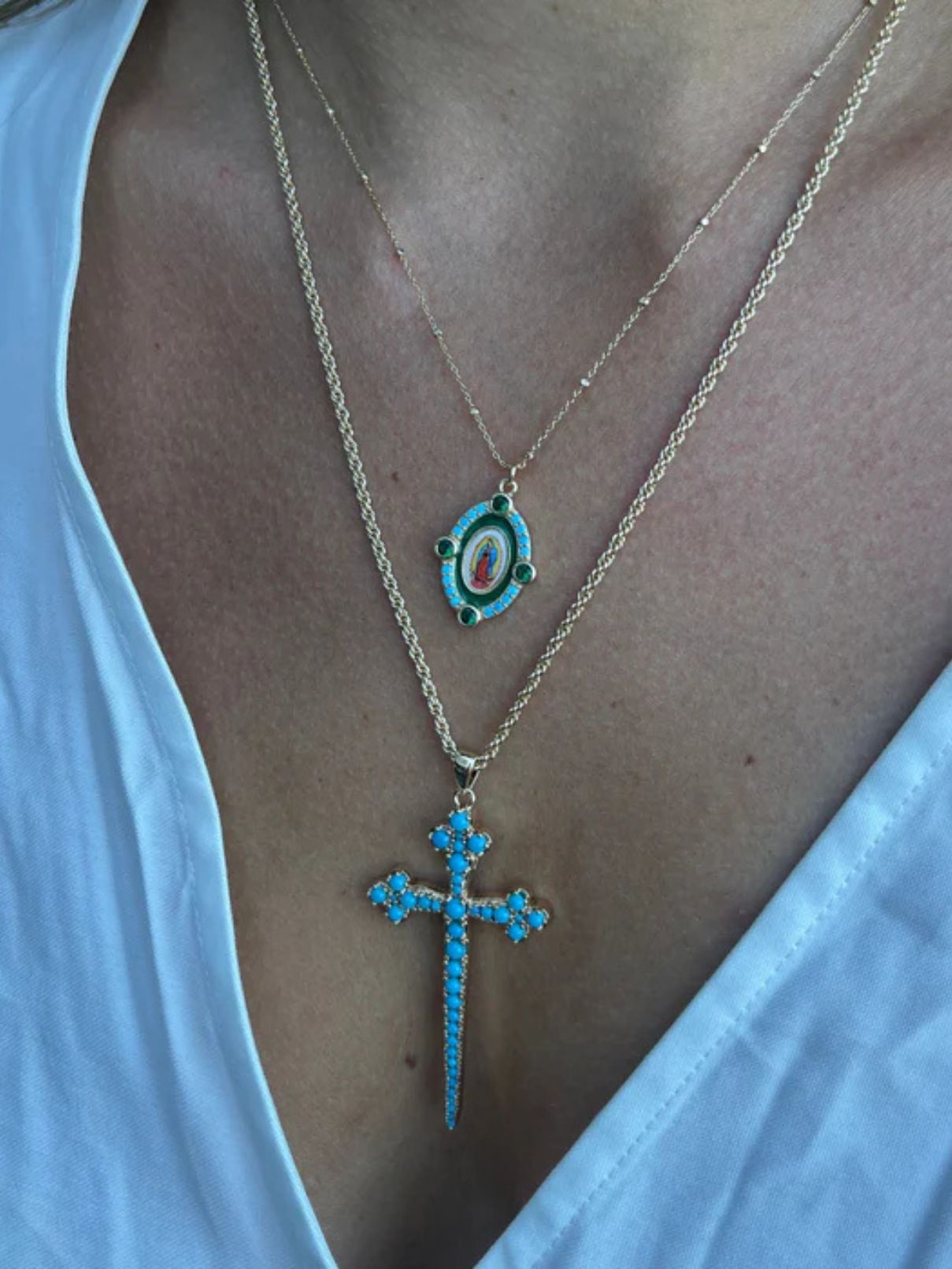 Joy Dravecky Athena Cross Necklace in Turquoise
