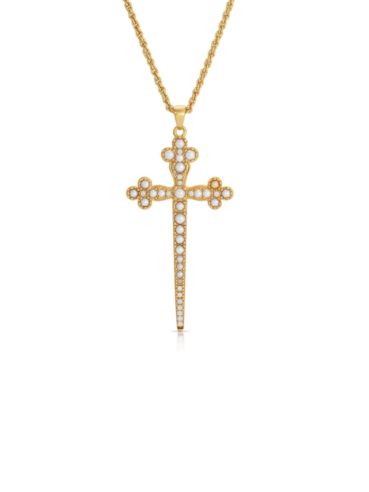 Joy Dravecky Athena Cross Pearl Necklace
