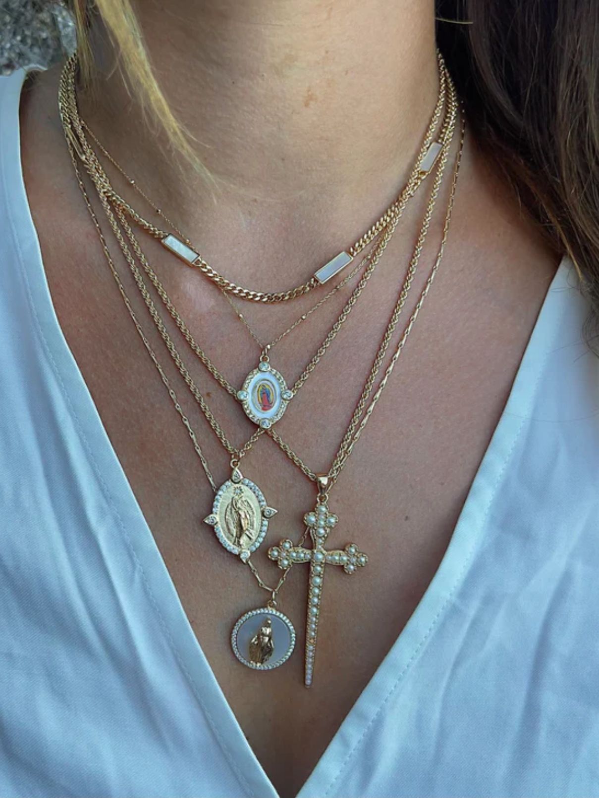 Joy Dravecky Athena Cross Pearl Necklace