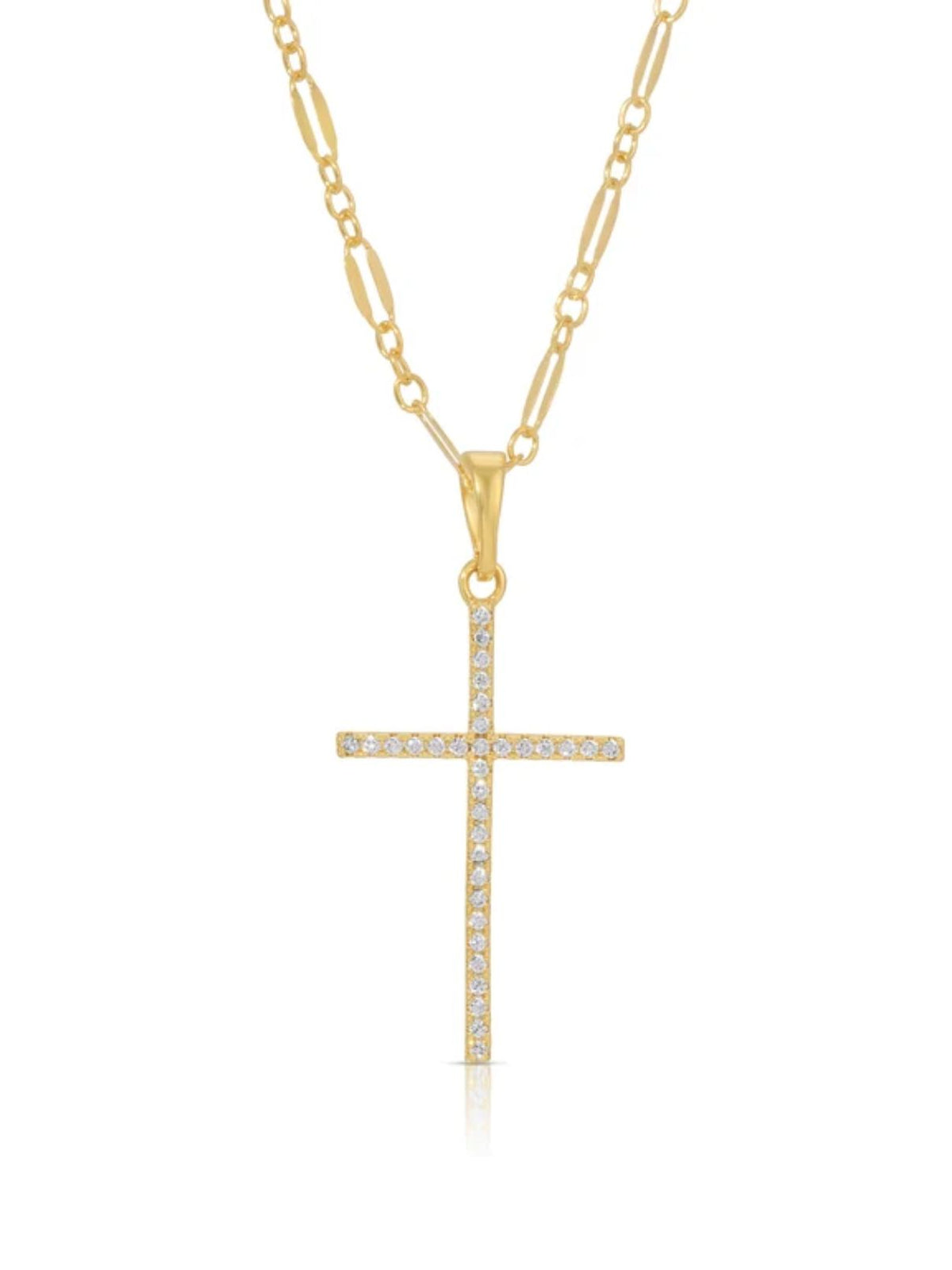 Joy Dravecky CZ Whisper Cross Necklace in Gold