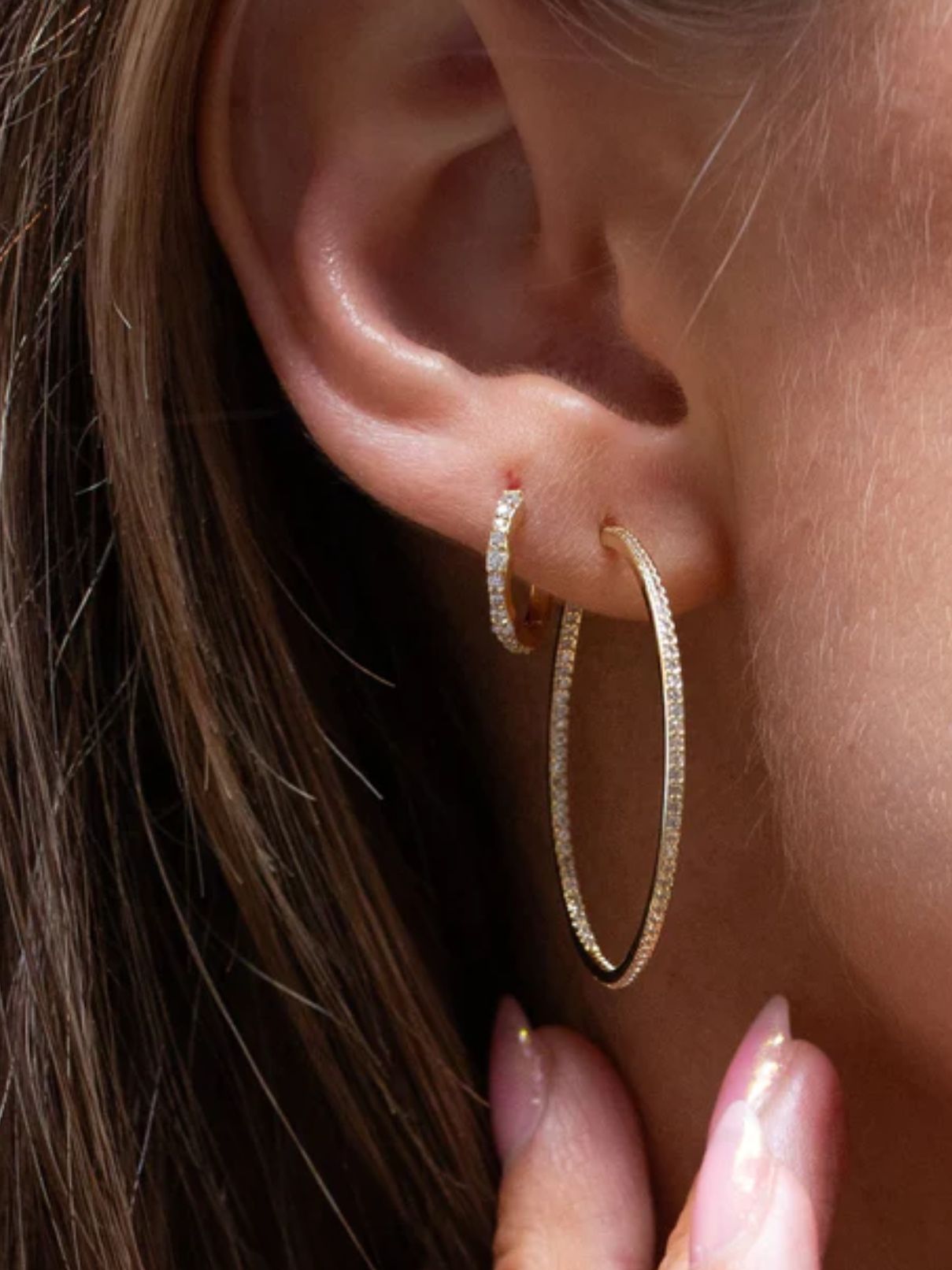 Joy Dravecky CZ Whisper Hoop in Gold