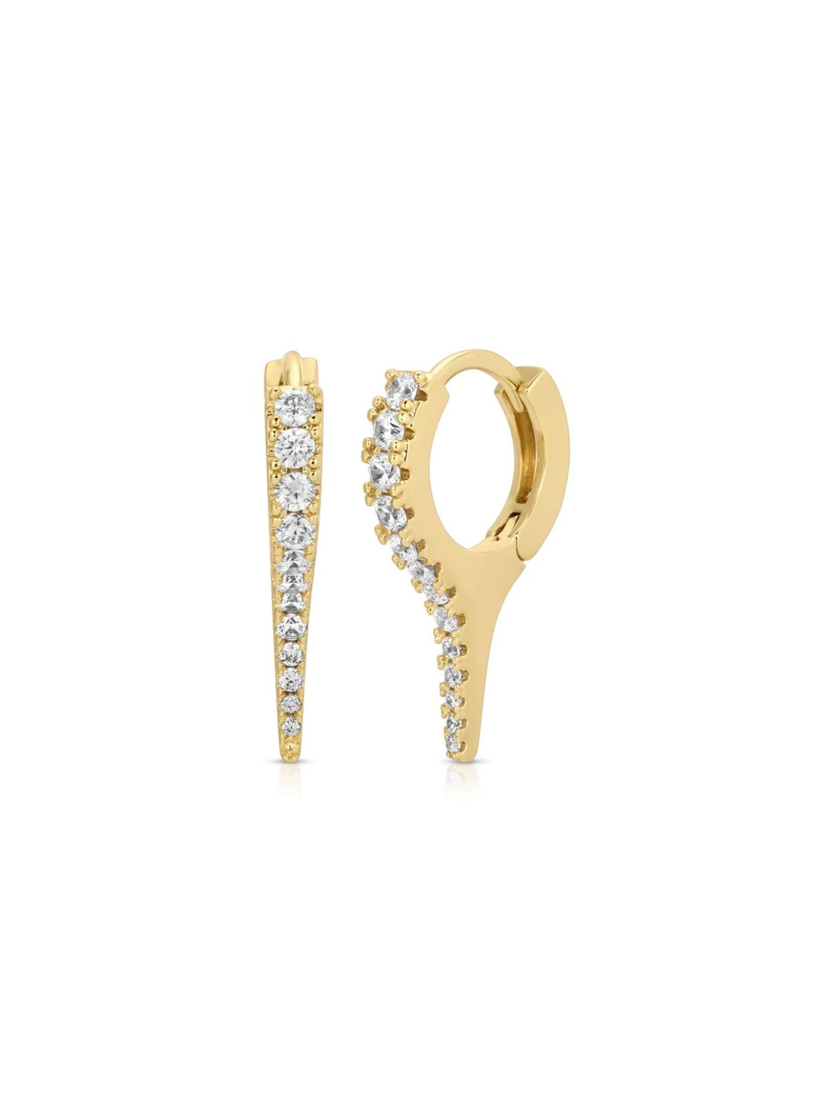 Joy Dravecky Dagger Huggie Earrings in Gold