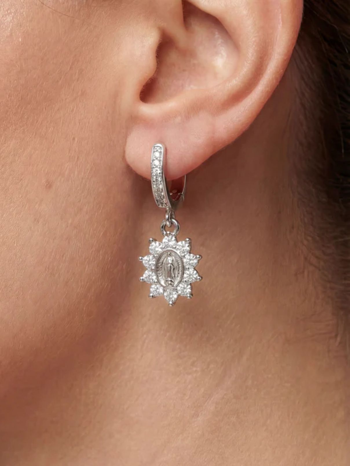 Joy Dravecky Mini Heirloom Huggie Earrings in Silver