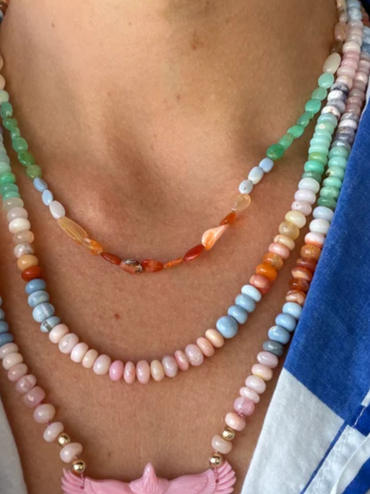Joy Dravecky Rainbow Opal Nugget Necklace