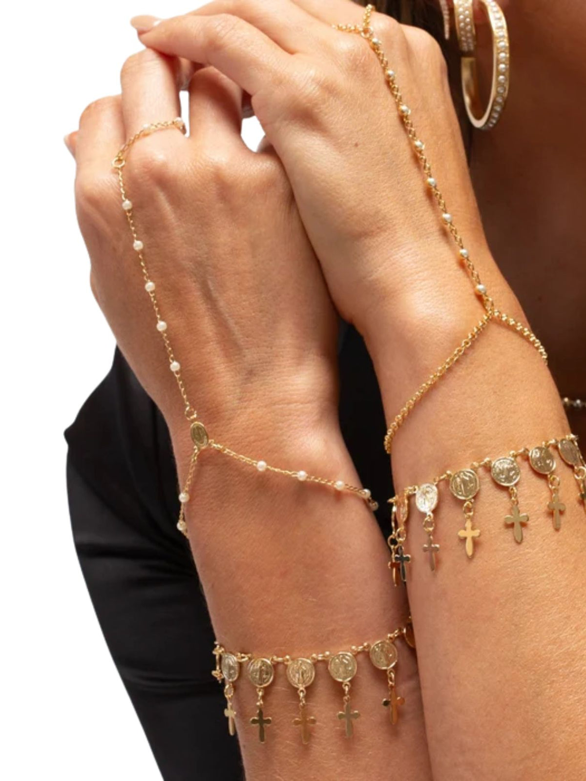 Joy Dravecky Rosary Hand Chain in Gold