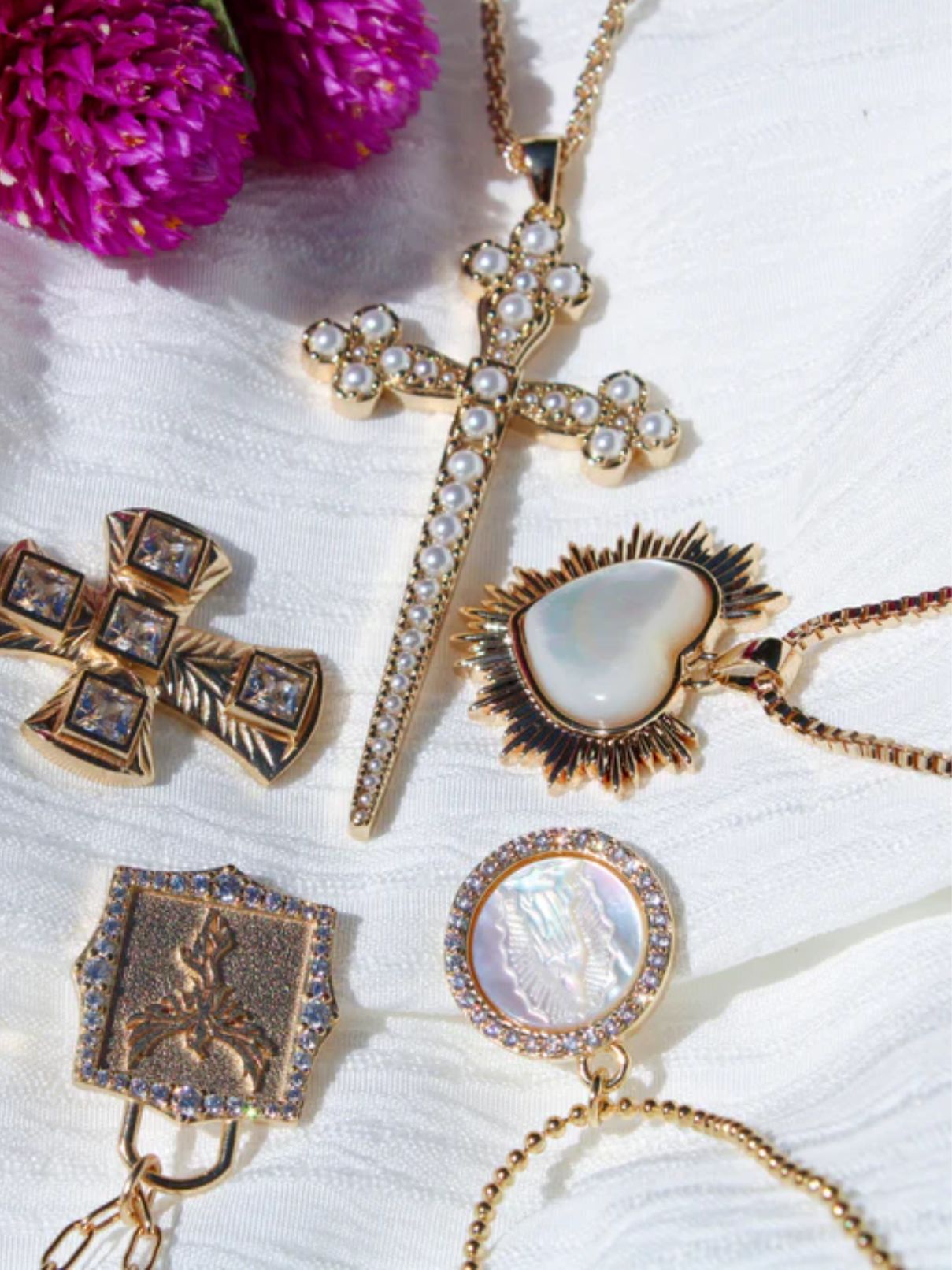 Joy Dravecky Sacred Heart Pearl Necklace