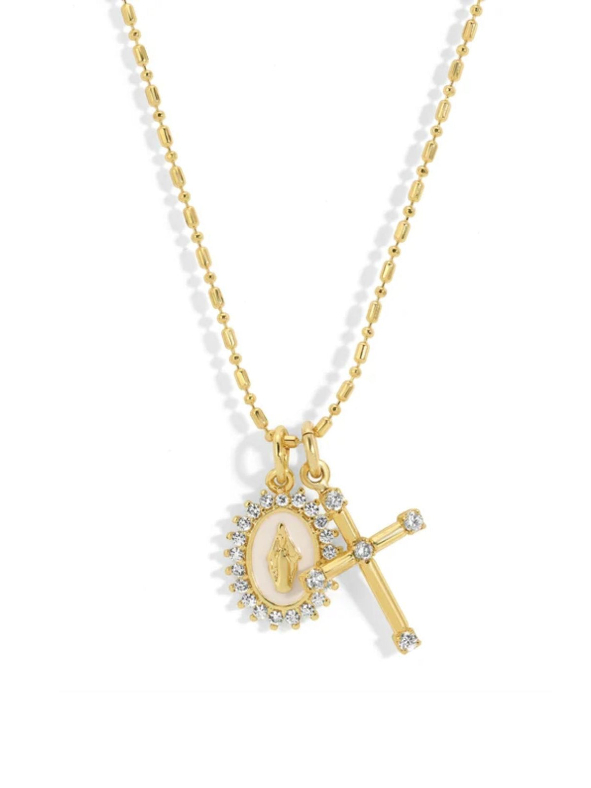 Joy Dravecky Virgin Maria Multi-Charm Necklace in White
