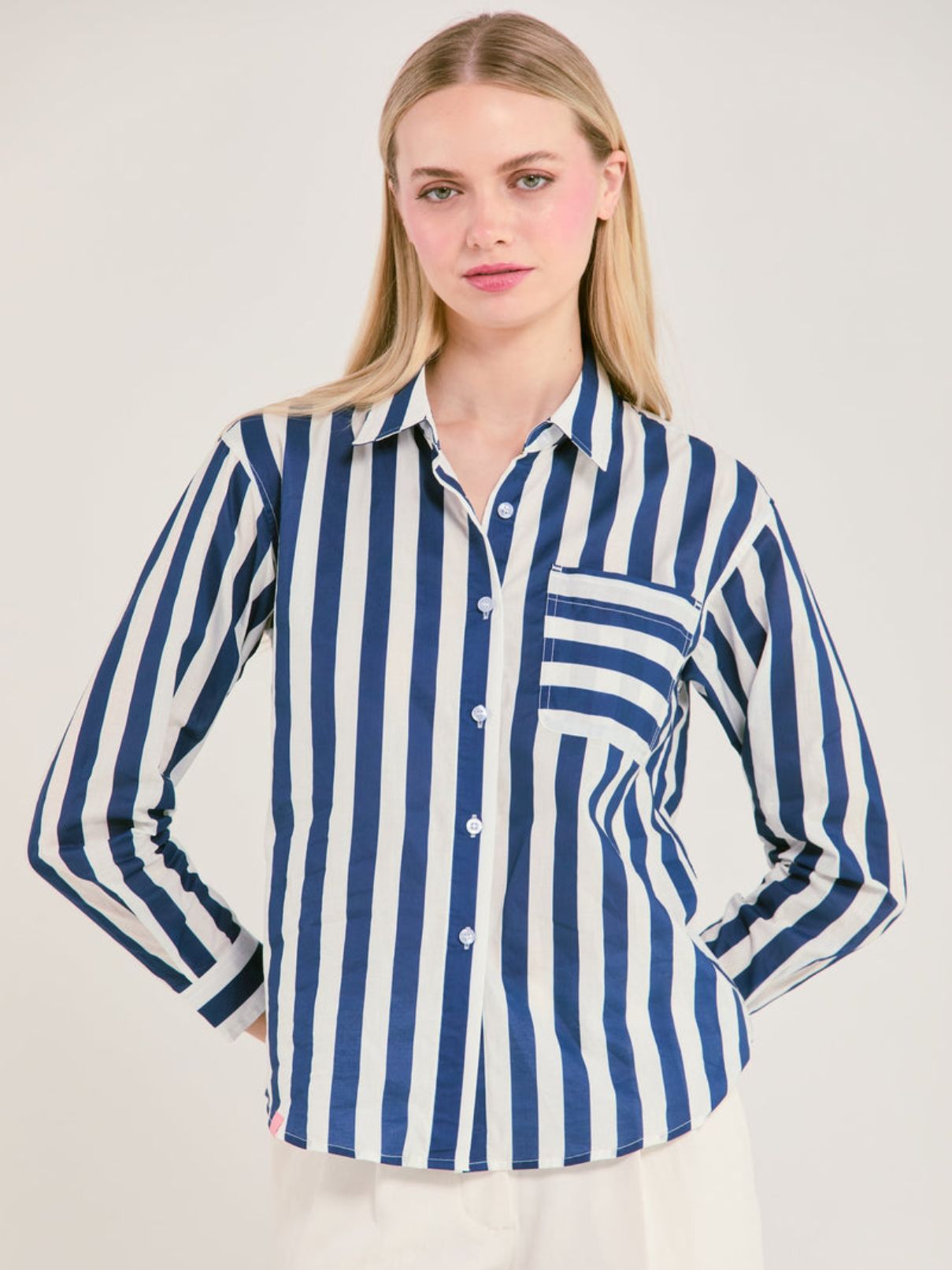 Katie Kime Carolina Striped Button Down in Indigo