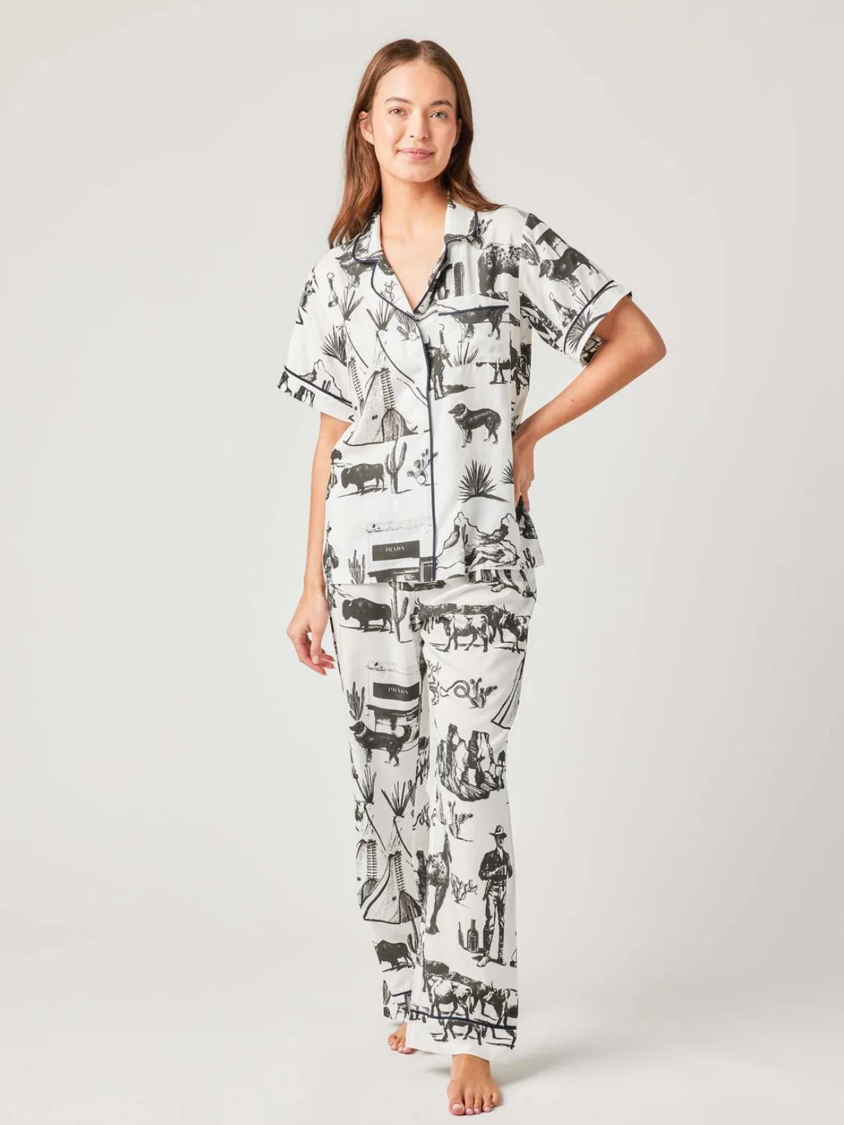 Katie Kime Marfa Toile Pajama Set in Black