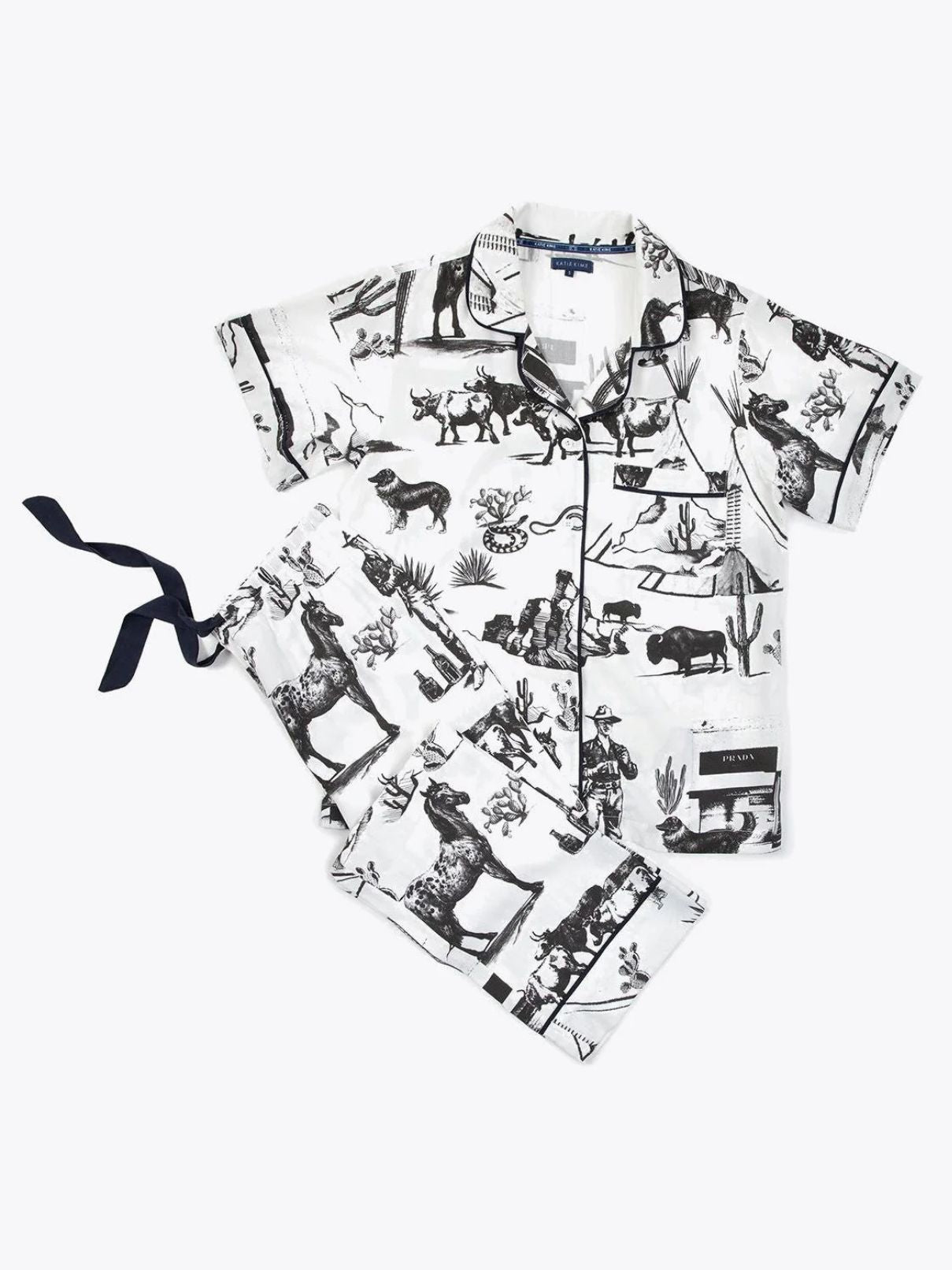 Katie Kime Marfa Toile Pajama Set in Black