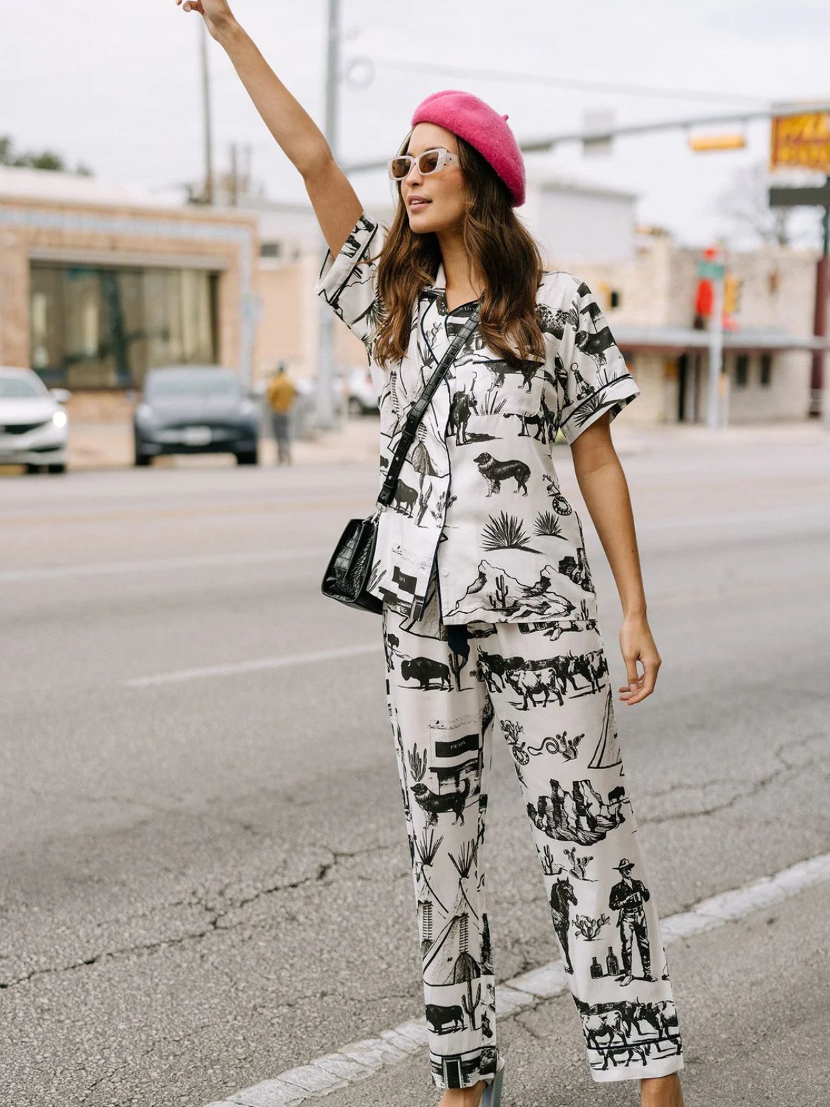 Katie Kime Marfa Toile Pajama Set in Black
