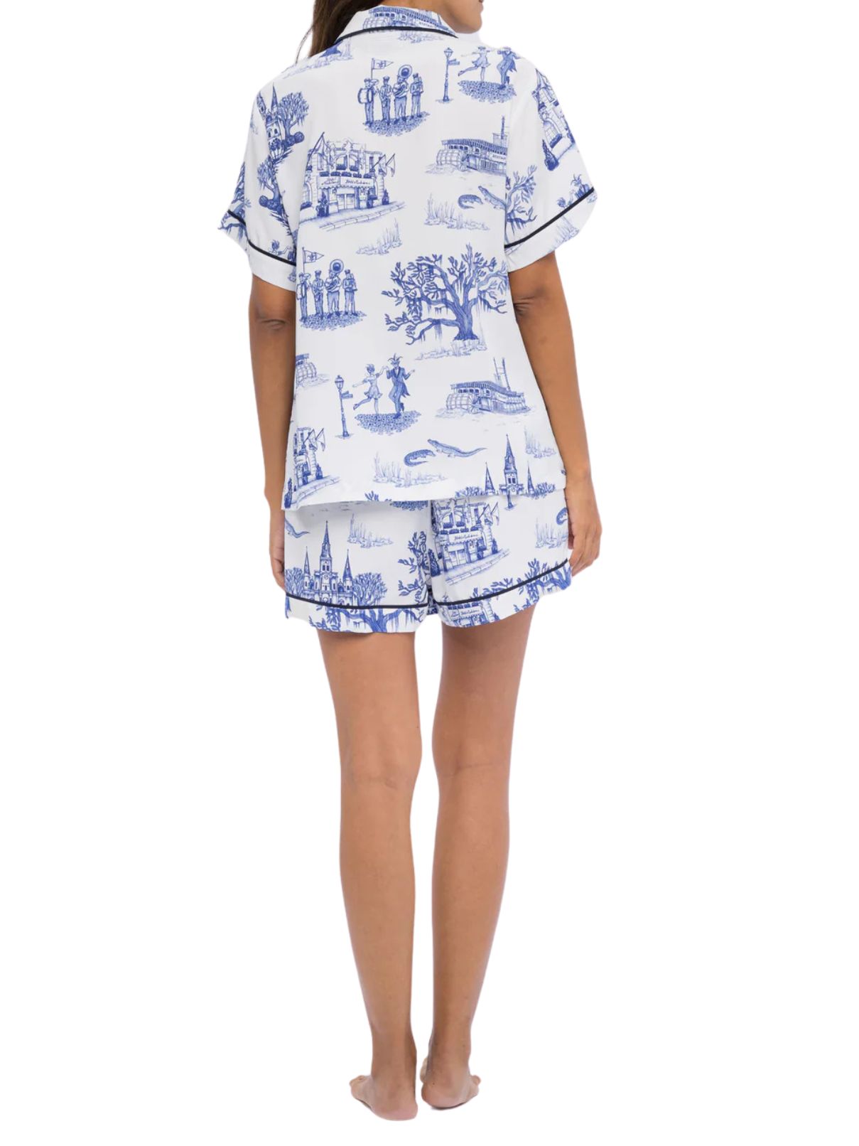 Katie Kime New Orleans Toile PJ Short Set in Navy