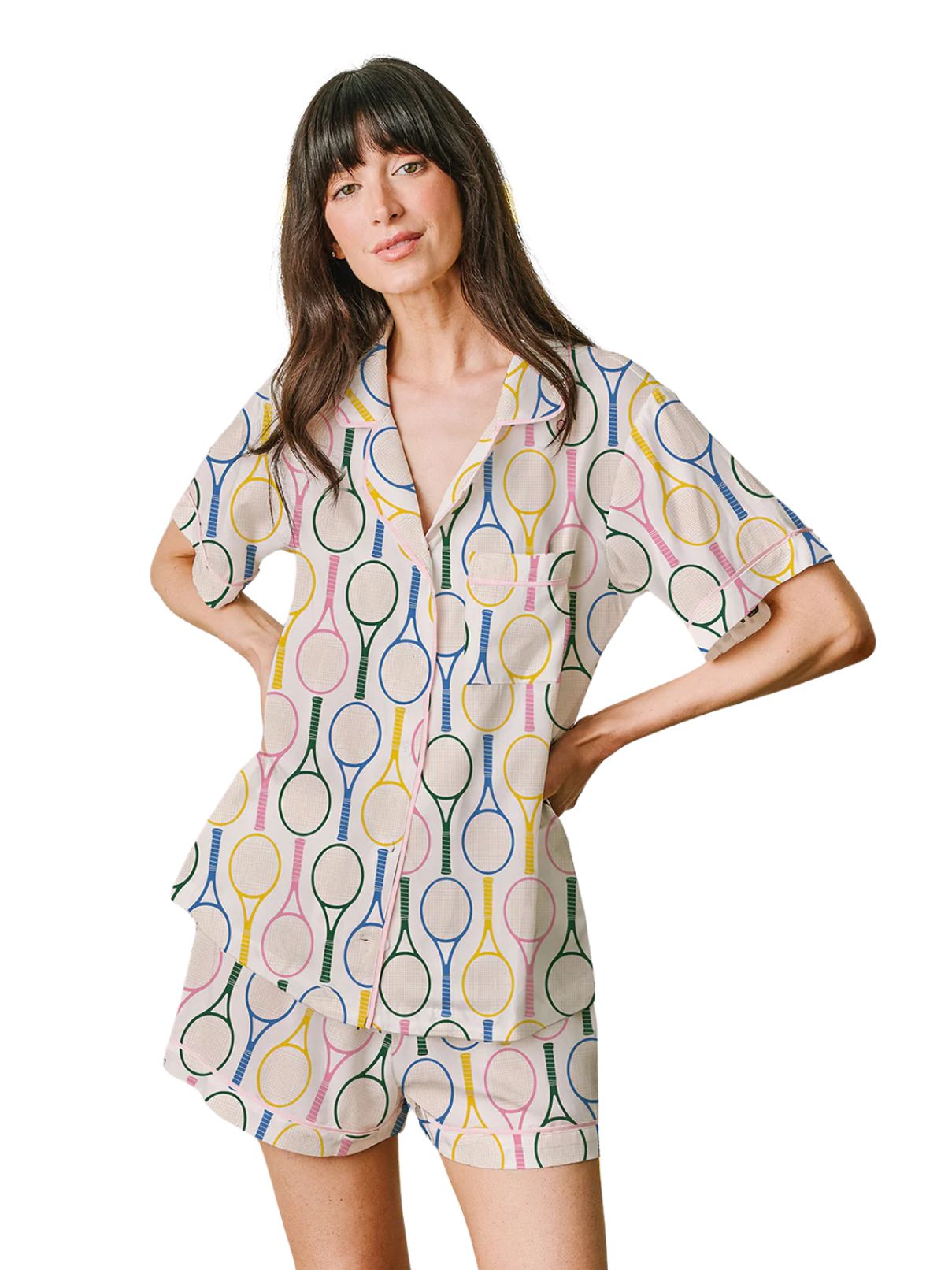 Katie Kime Tennis Time PJ Short Set in Multi