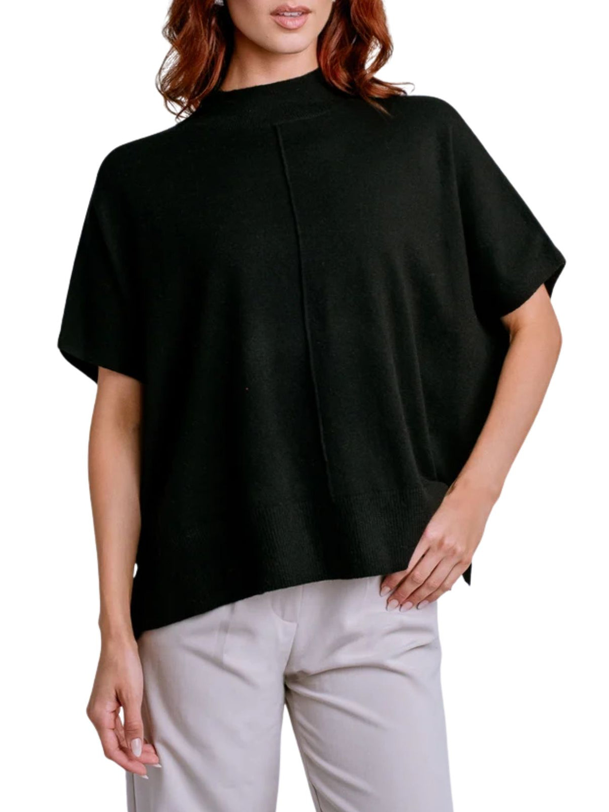 Kerisma Caroline Oversized Turtleneck Sweater Top in Black