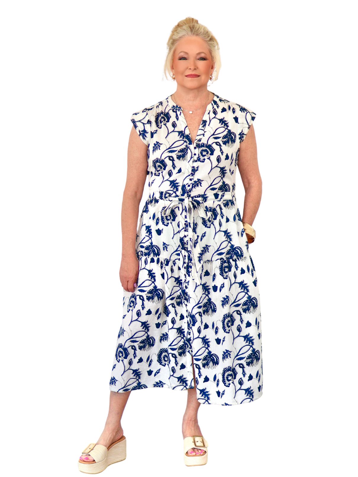 Lola Australia Daisy Boo Midi Dress in Capri Navy