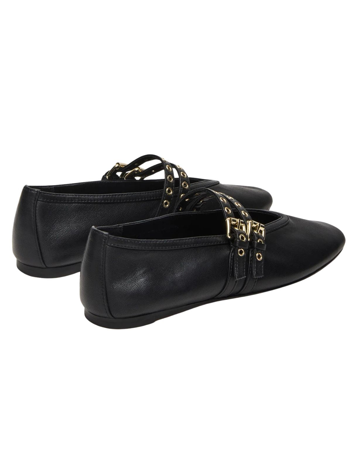 Lydia Flat Black Leather