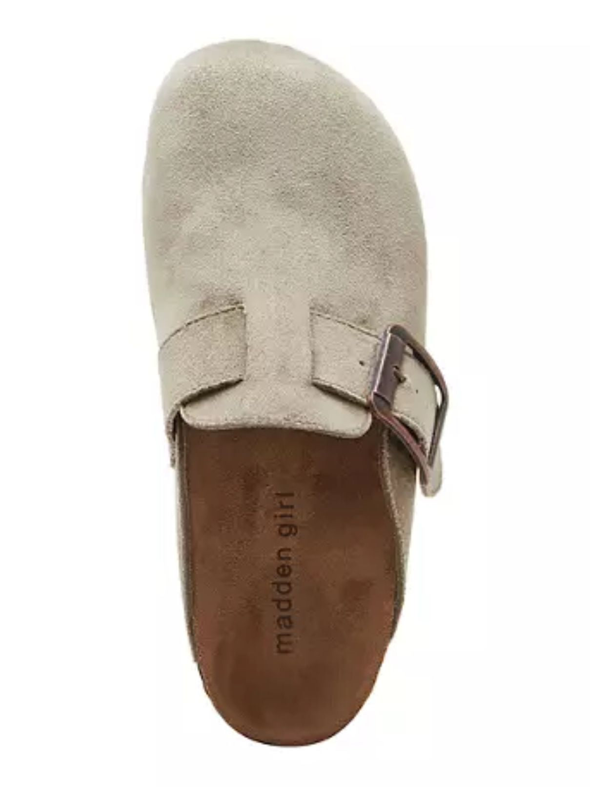 Madden Girl Prim Mule in Taupe Suede