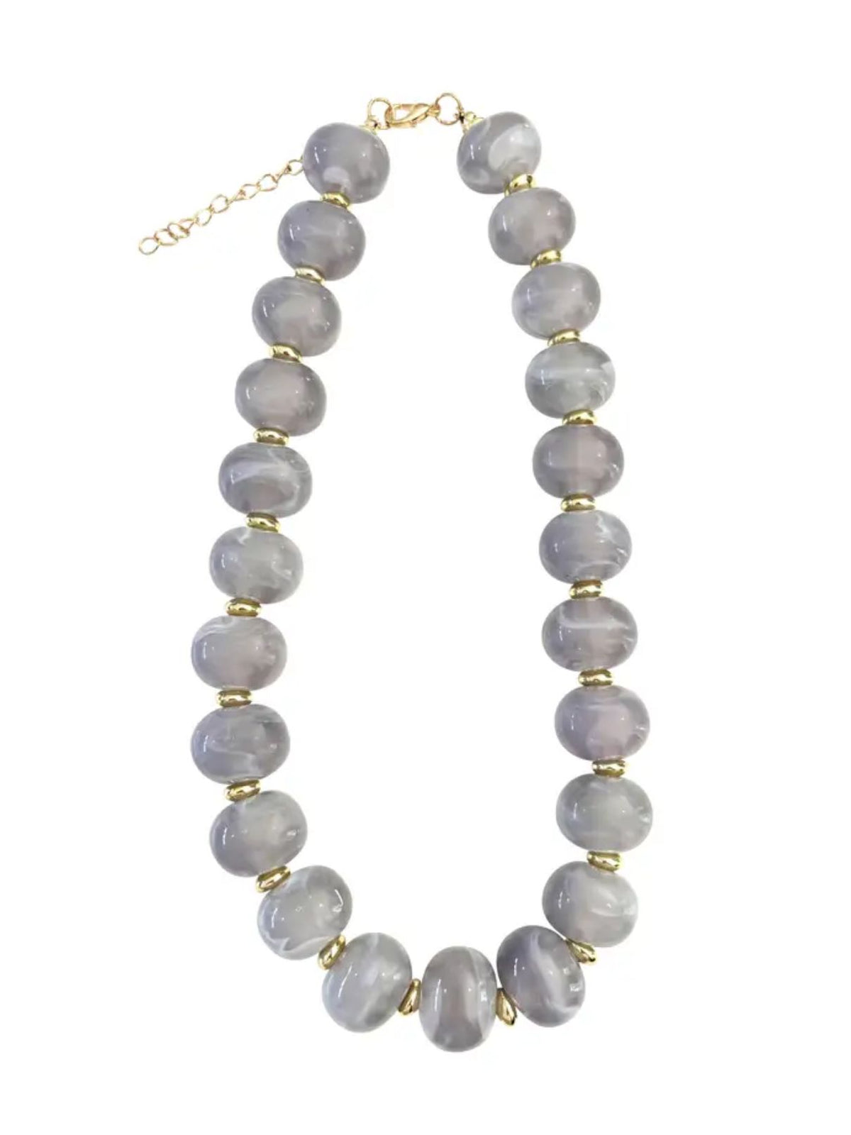 Marble Chunky Beaded Necklace in Grey