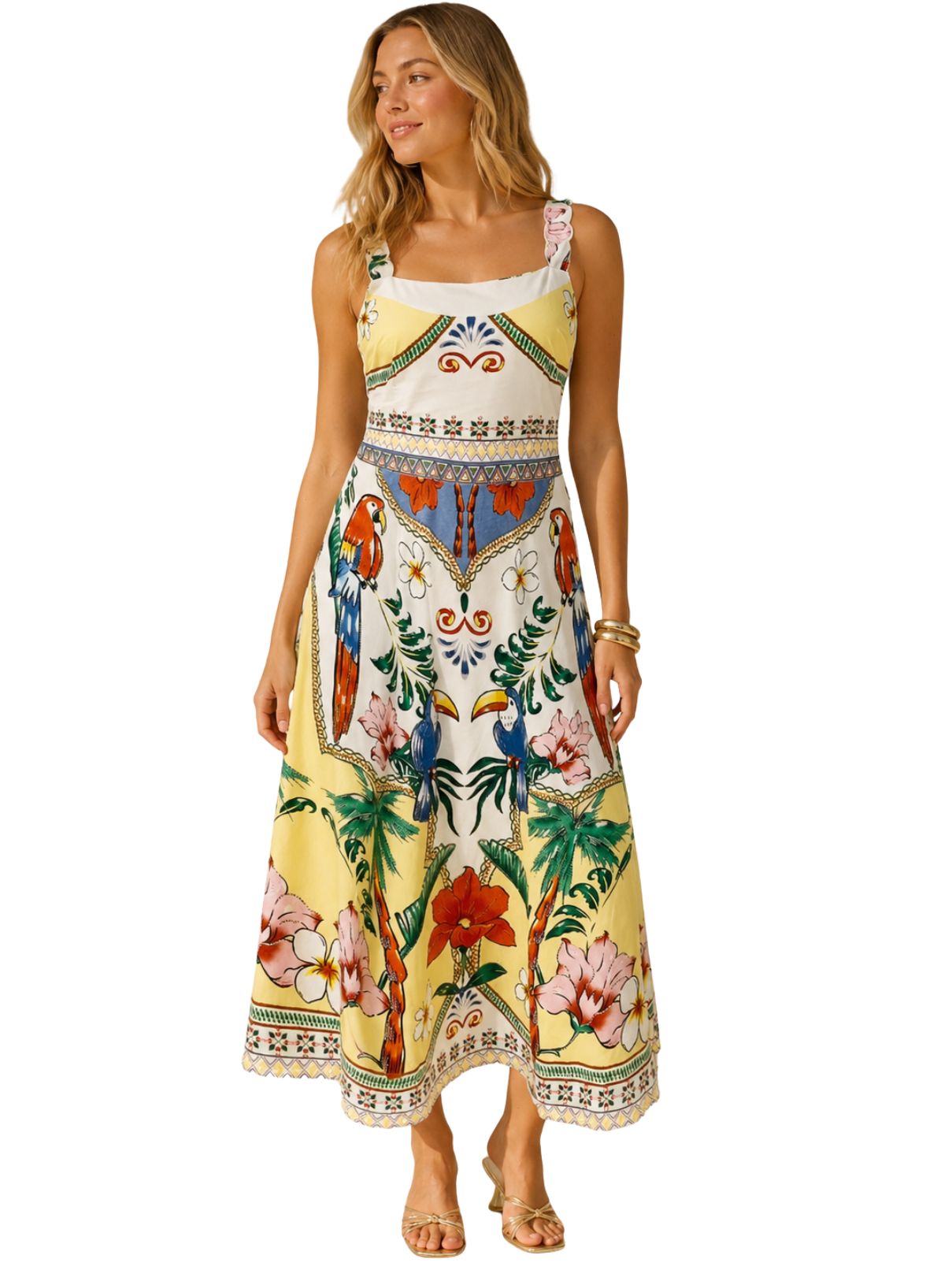 Mariah Embroidered Enchanted Tropics Midi