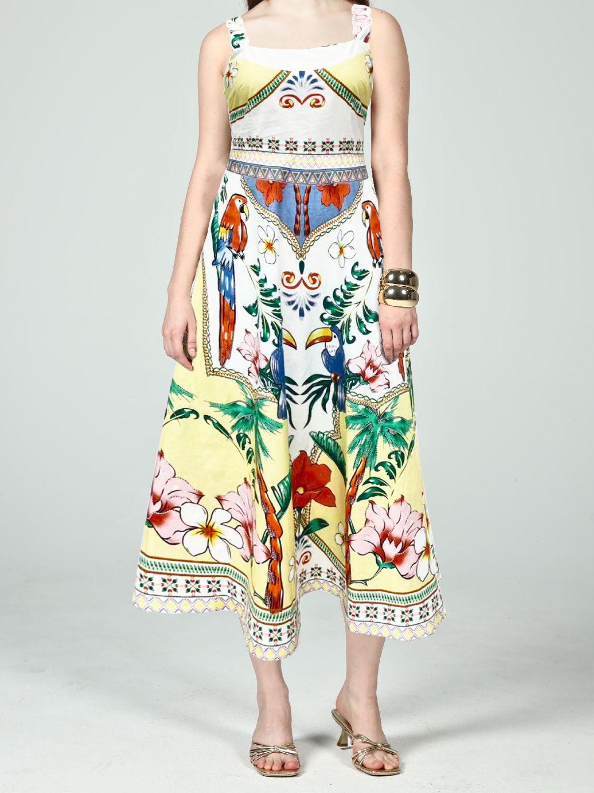 Mariah Embroidered Enchanted Tropics Midi