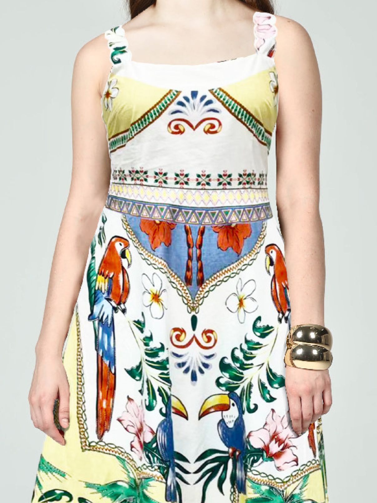 Mariah Embroidered Enchanted Tropics Midi