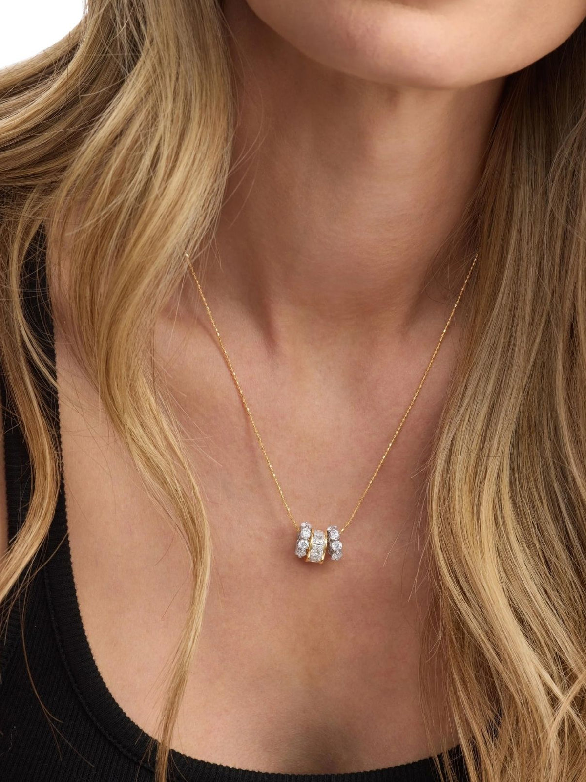 Melinda Maria Ashley Hollywood Necklace in Mixed Metal/White Diamondettes