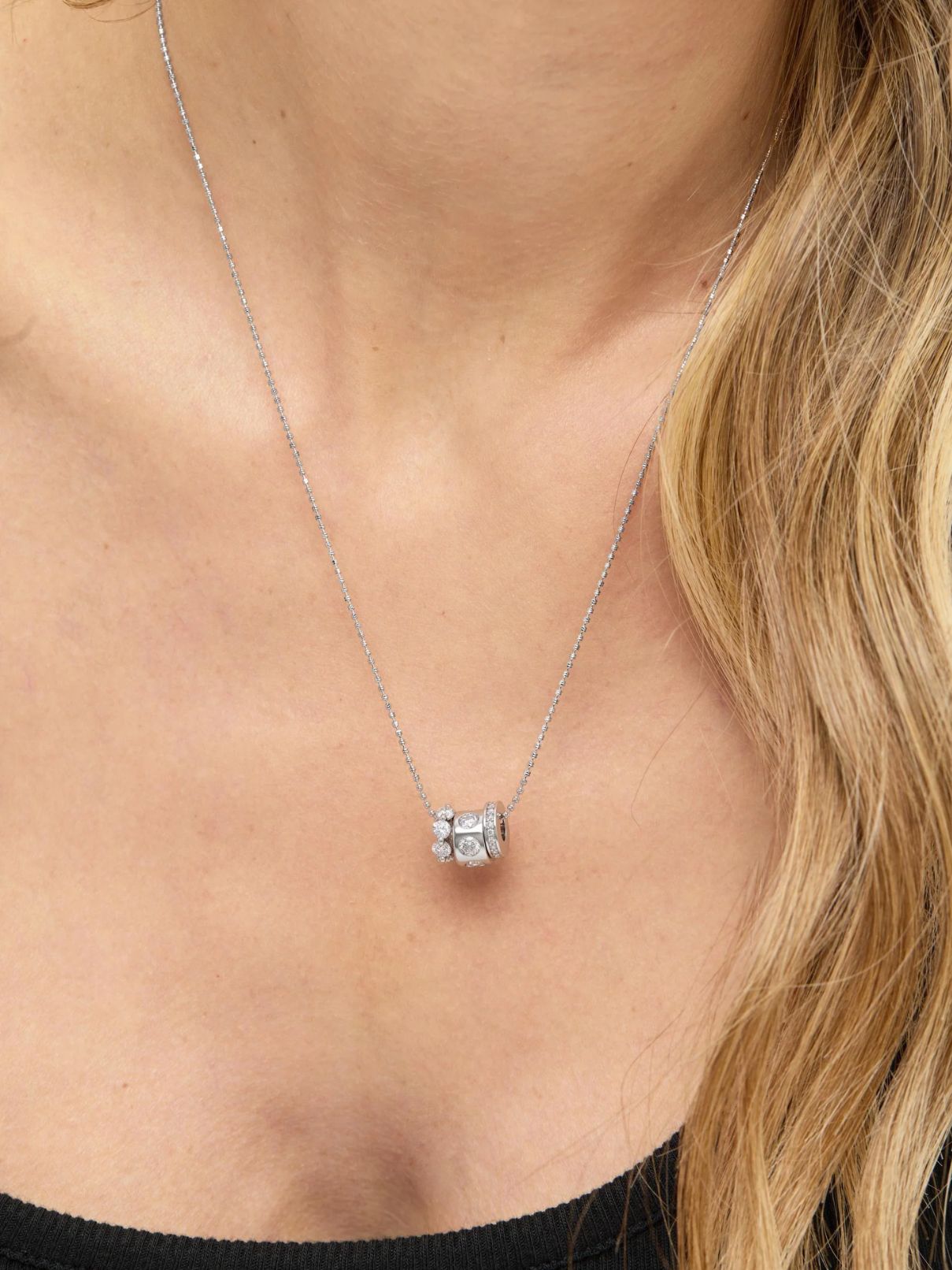 Melinda Maria Ashley Topanga Necklace in Silver | White Diamondettes