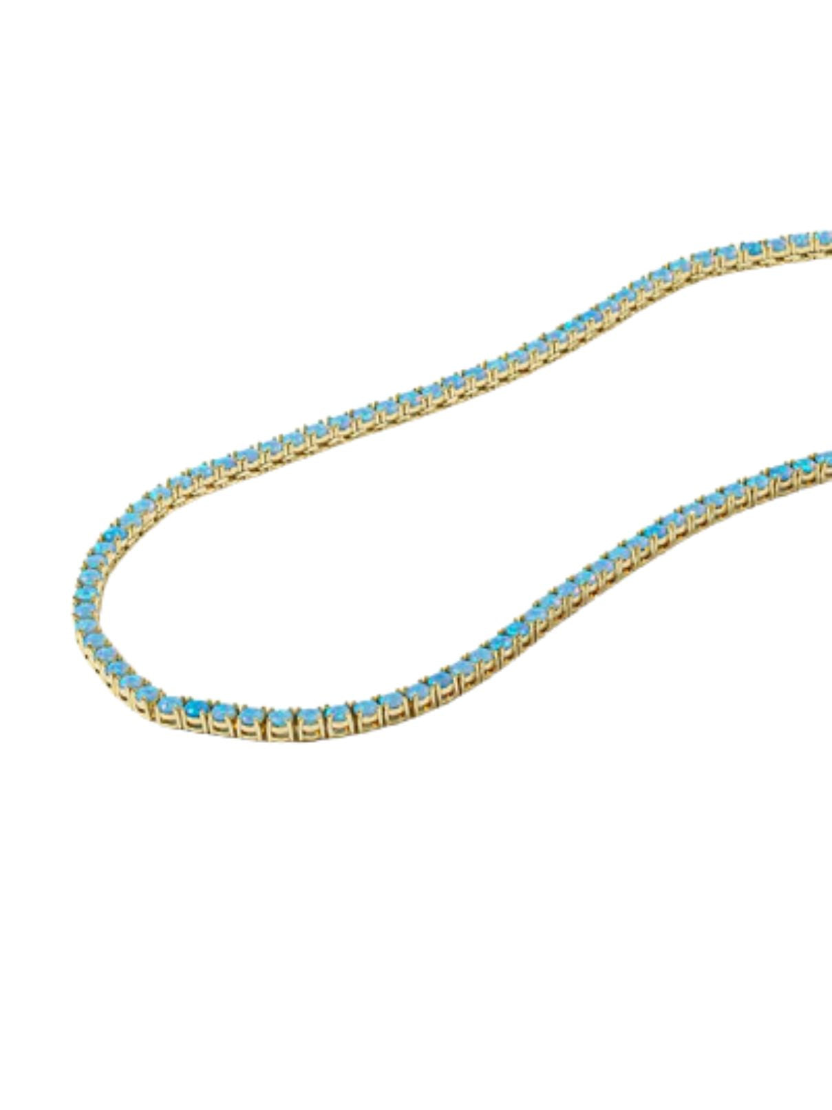 Melinda Maria Grand Heiress Tennis Necklace 18" Blue Opal