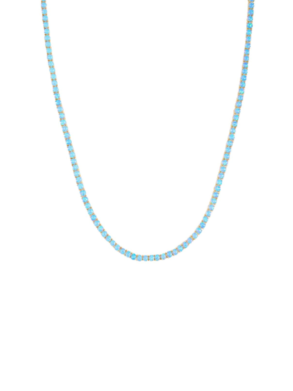 Melinda Maria Grand Heiress Tennis Necklace in 16" Blue Opal