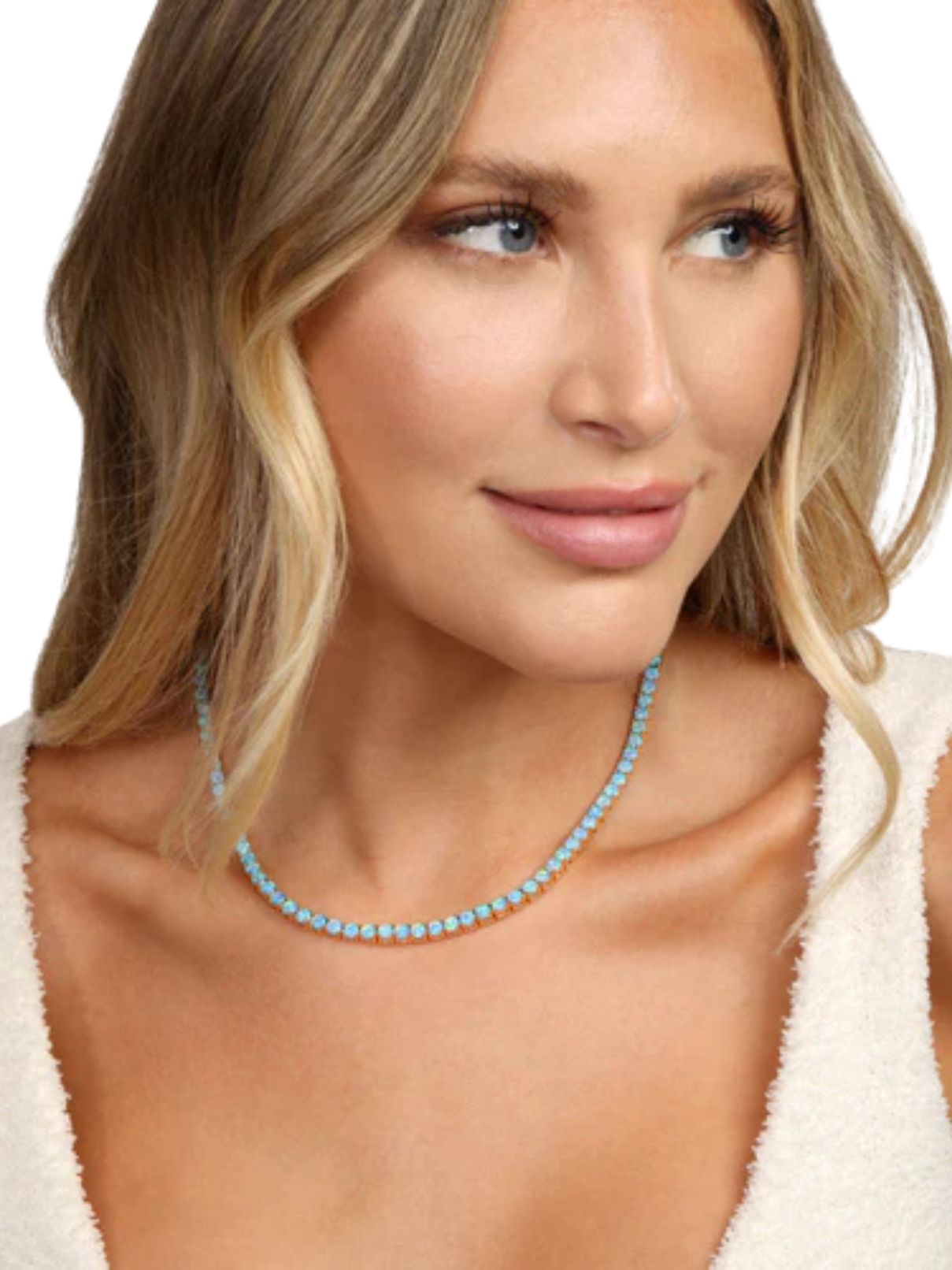 Melinda Maria Grand Heiress Tennis Necklace in 16" Blue Opal