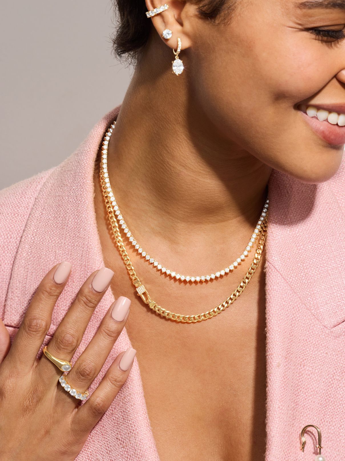 Melinda Maria Julian Pave Lock Necklace 5MM Gold