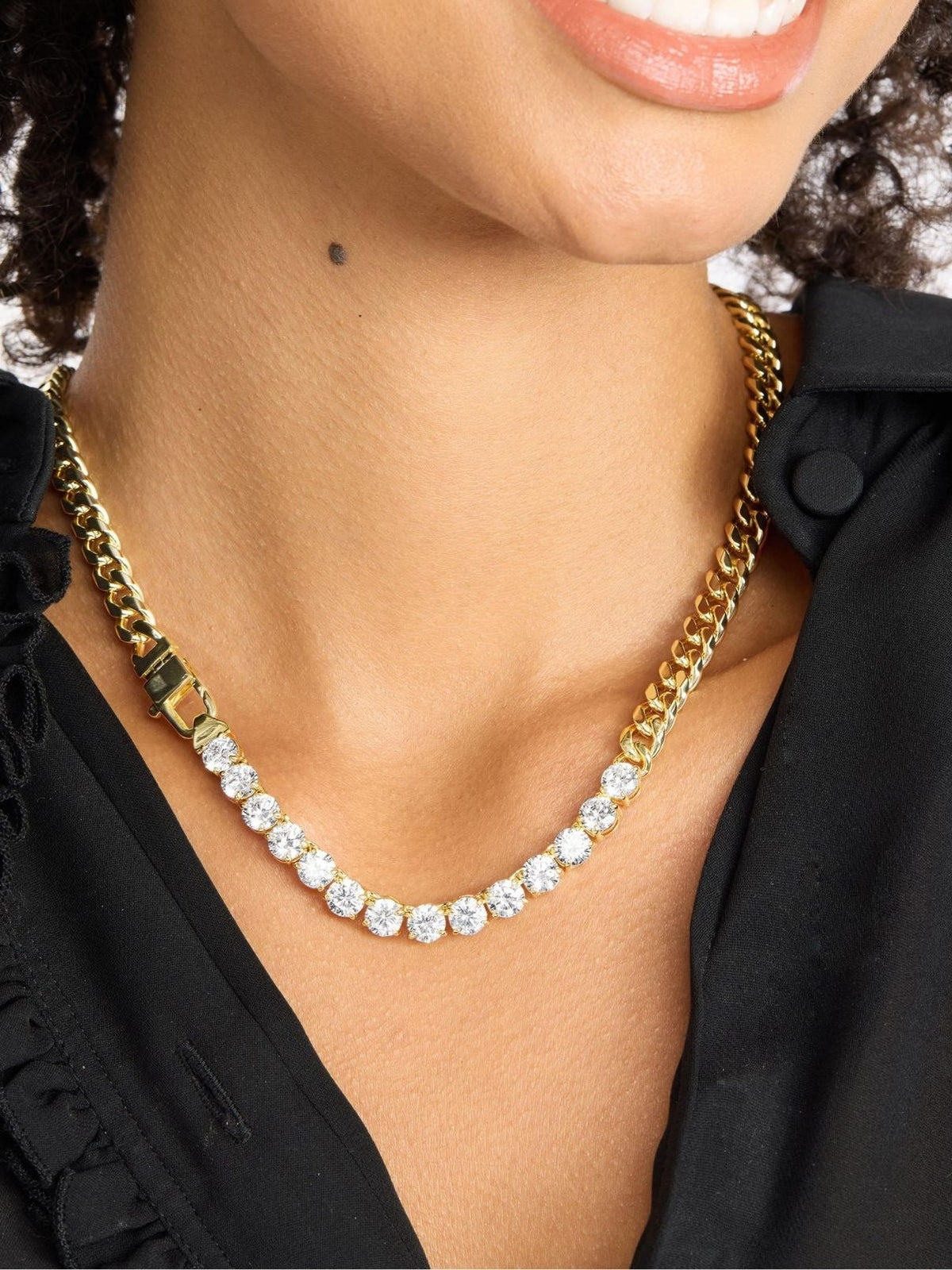 Melinda Maria Julian Really Loves Diamonds Necklace 6mm in Gold/White Diamondettes