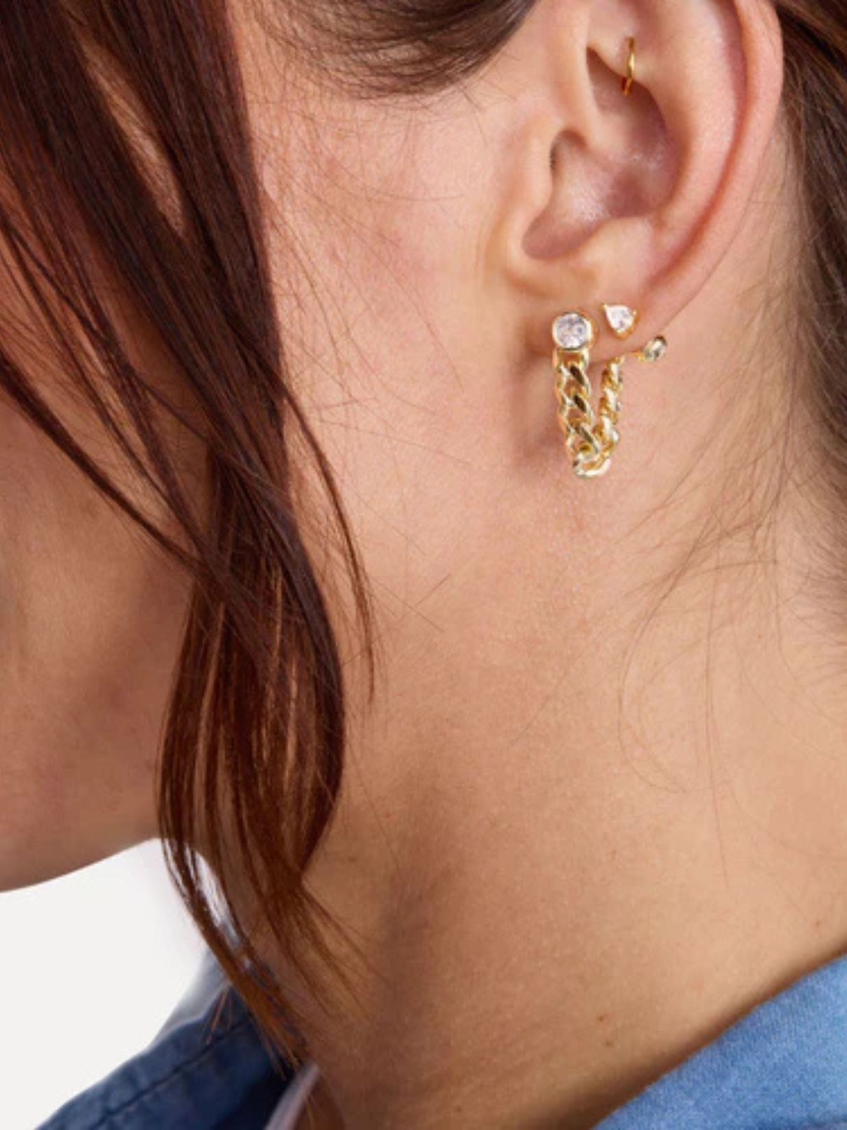 Melinda Maria Julian Soft Chain Hoops in Gold/White