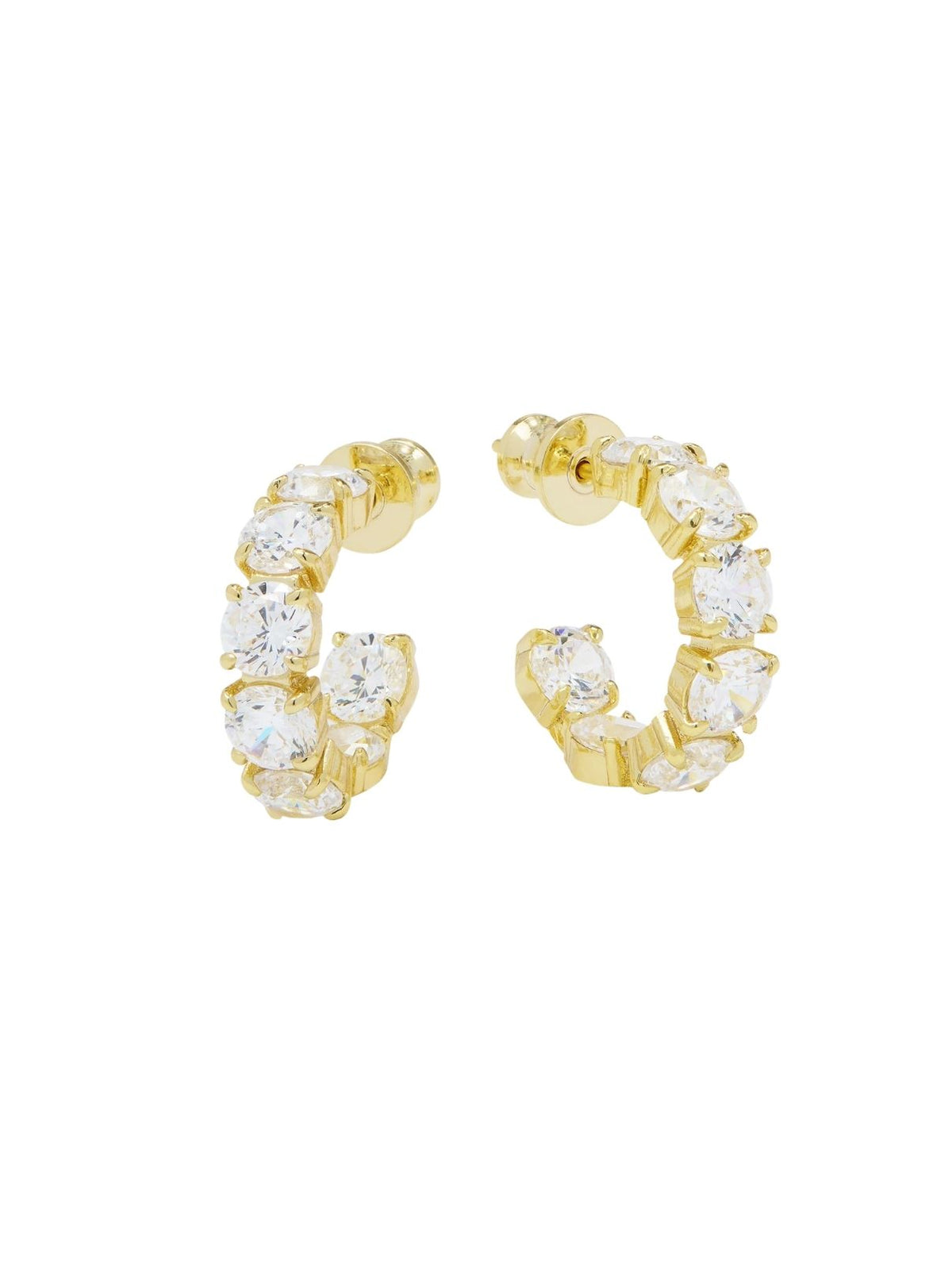 Melinda Maria Oh She Fancy 0.75" Hoop Earrings in Gold/White Diamondettes