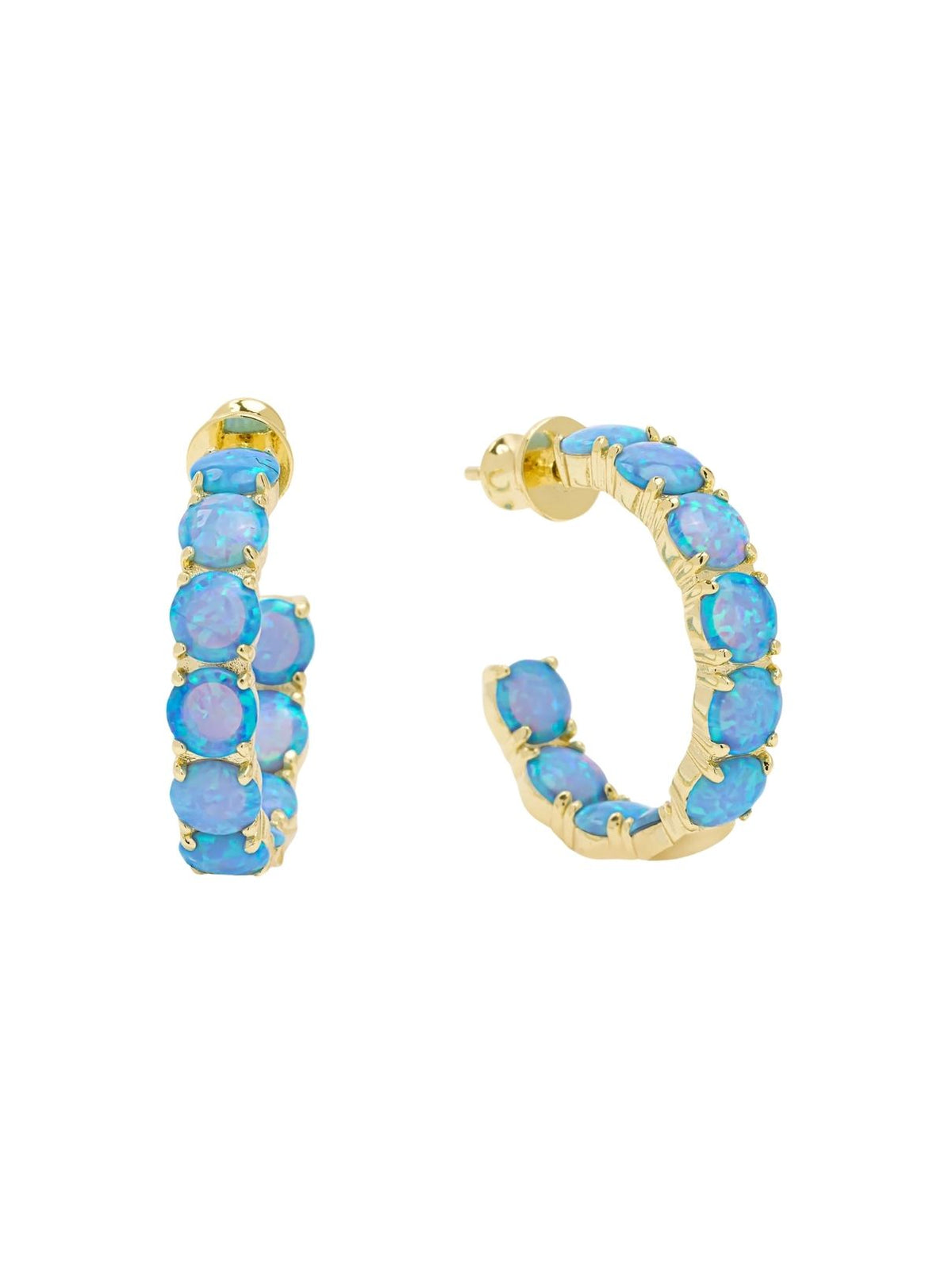 Melinda Maria Oh She Fancy 1" Hoop Earrings in Gold/Blue Opal