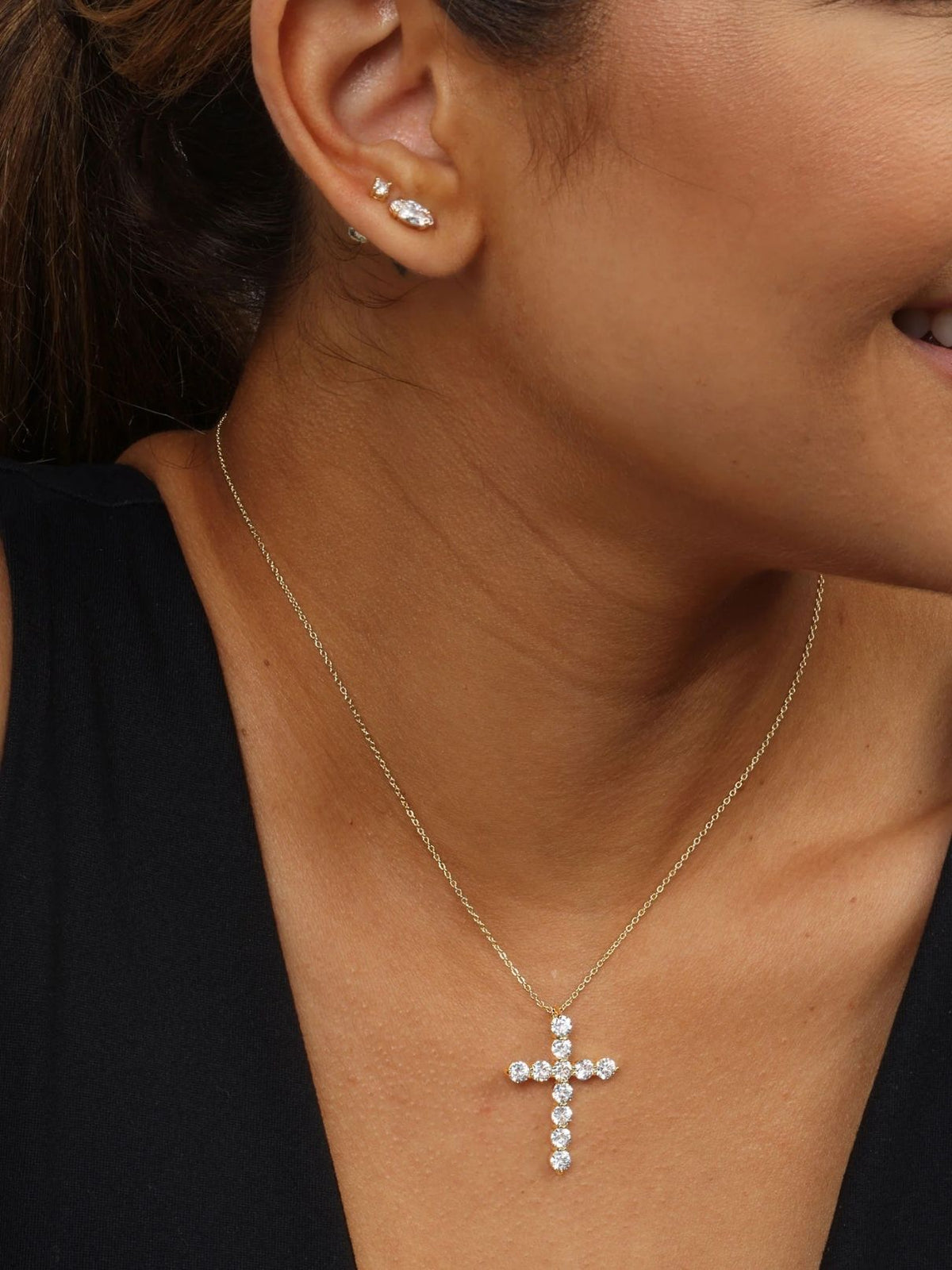 Melinda Maria Oh She Fancy Cross Pendant 1.5" in Gold
