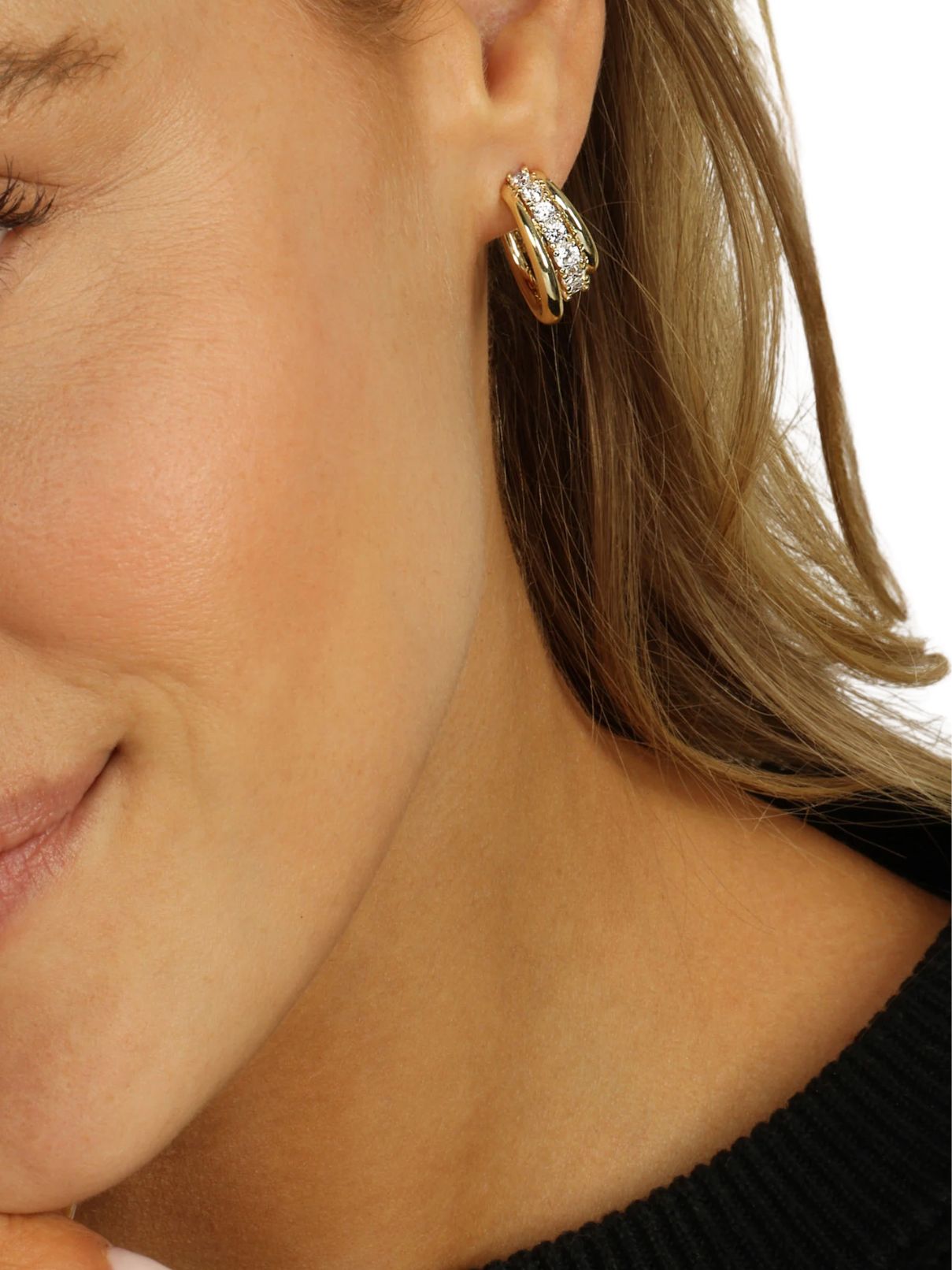 Melinda Maria Oh She Fancy Smooth Diamond Hoops – Gold
