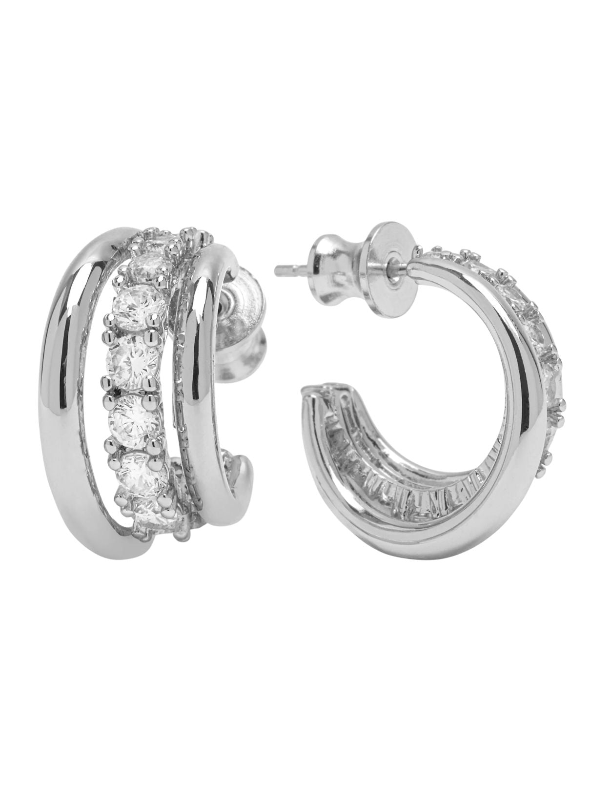 Melinda Maria Oh She Fancy Smooth Diamond Hoops – Silver