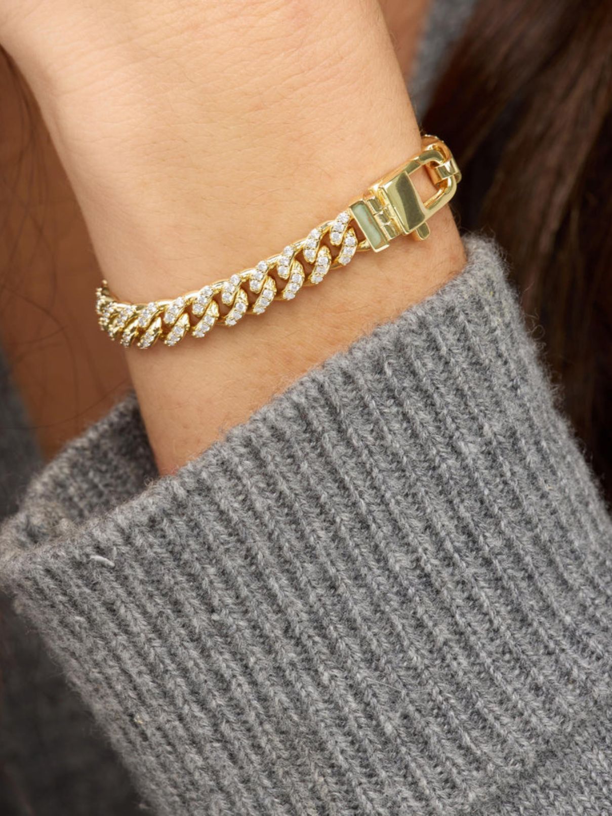 Melinda Maria Pave Julian Cuban Chain Bracelet in Gold