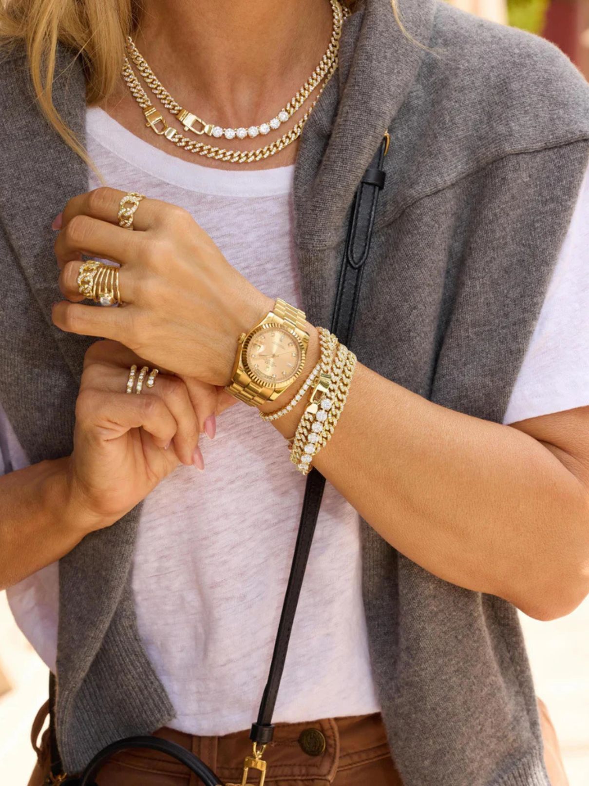 Melinda Maria Pave Julian Cuban Chain Bracelet in Gold