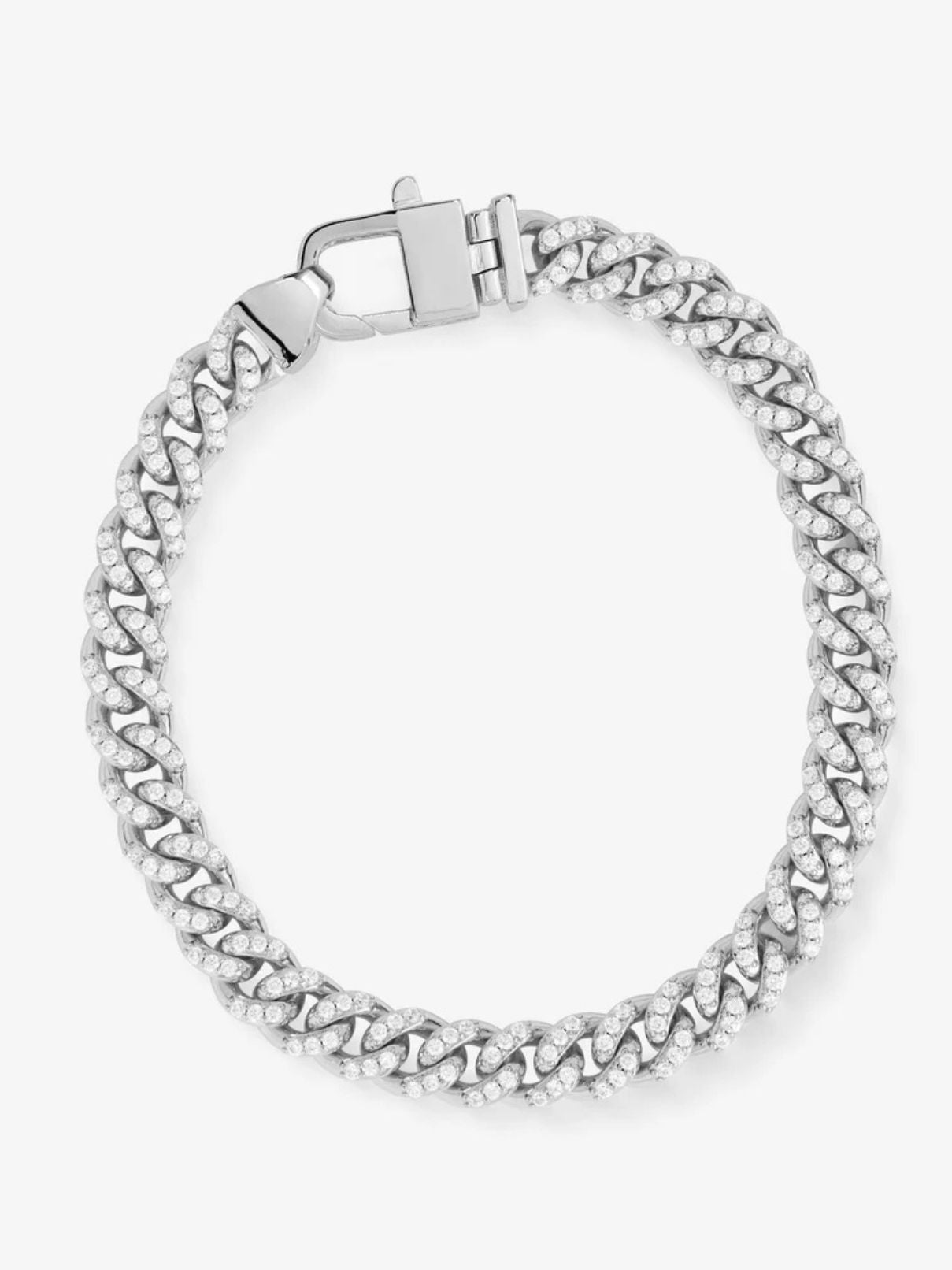 Melinda Maria Pave Julian Cuban Chain Bracelet in Silver