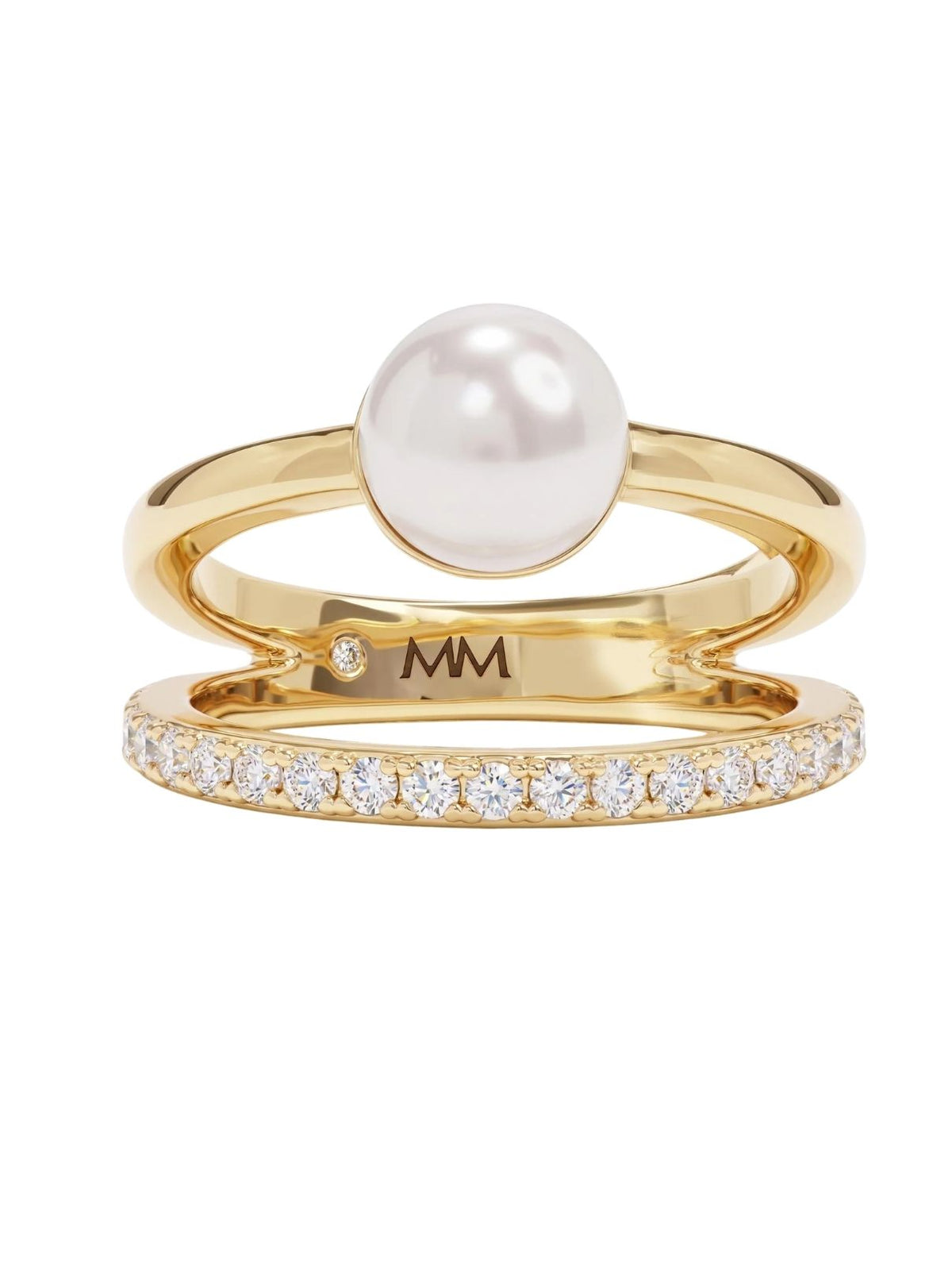 Melinda Maria Perfect Pearl Stacked Ring in Gold