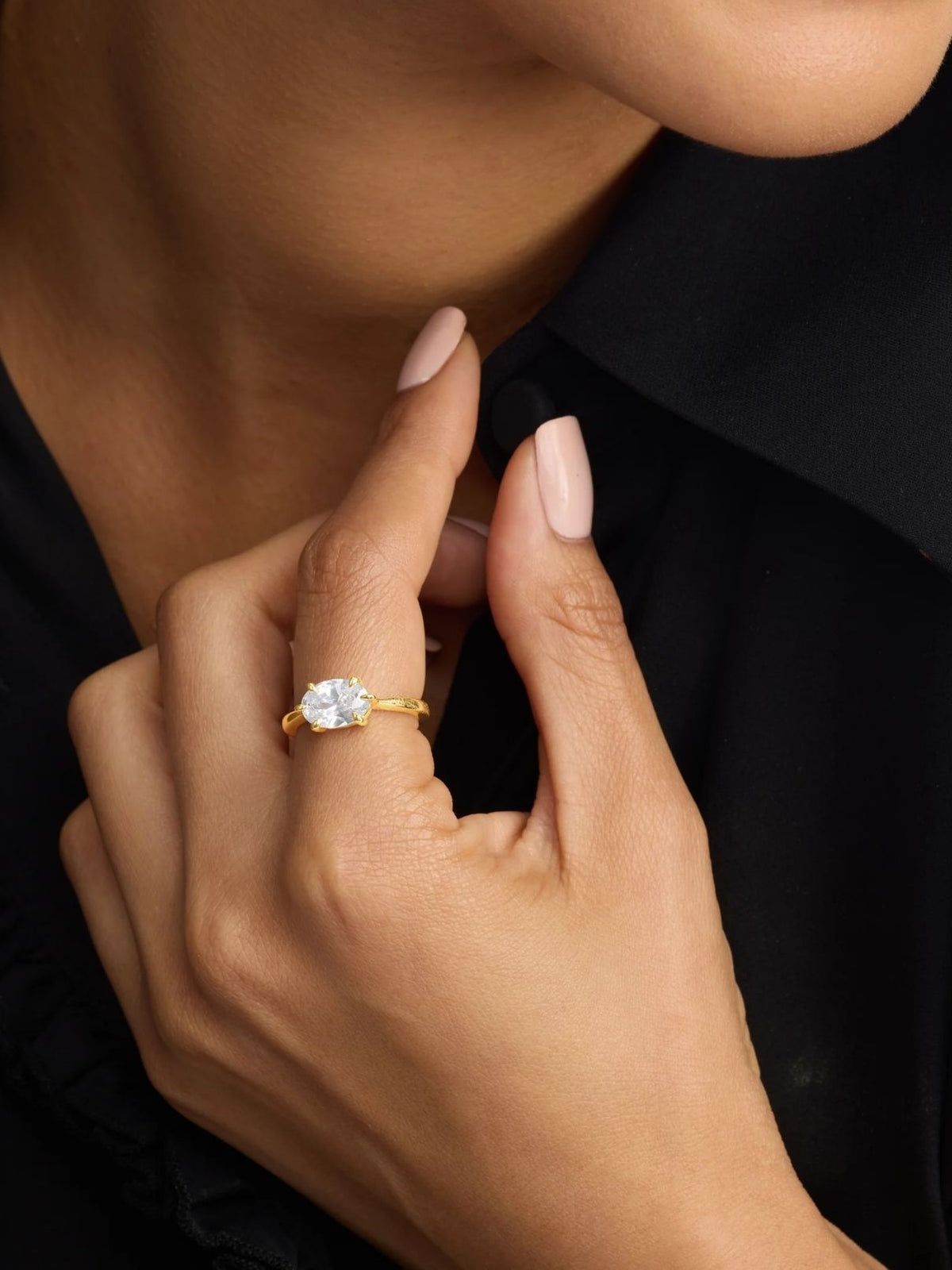 Melinda Maria She's On Point Ring in Gold/White Diamondettes
